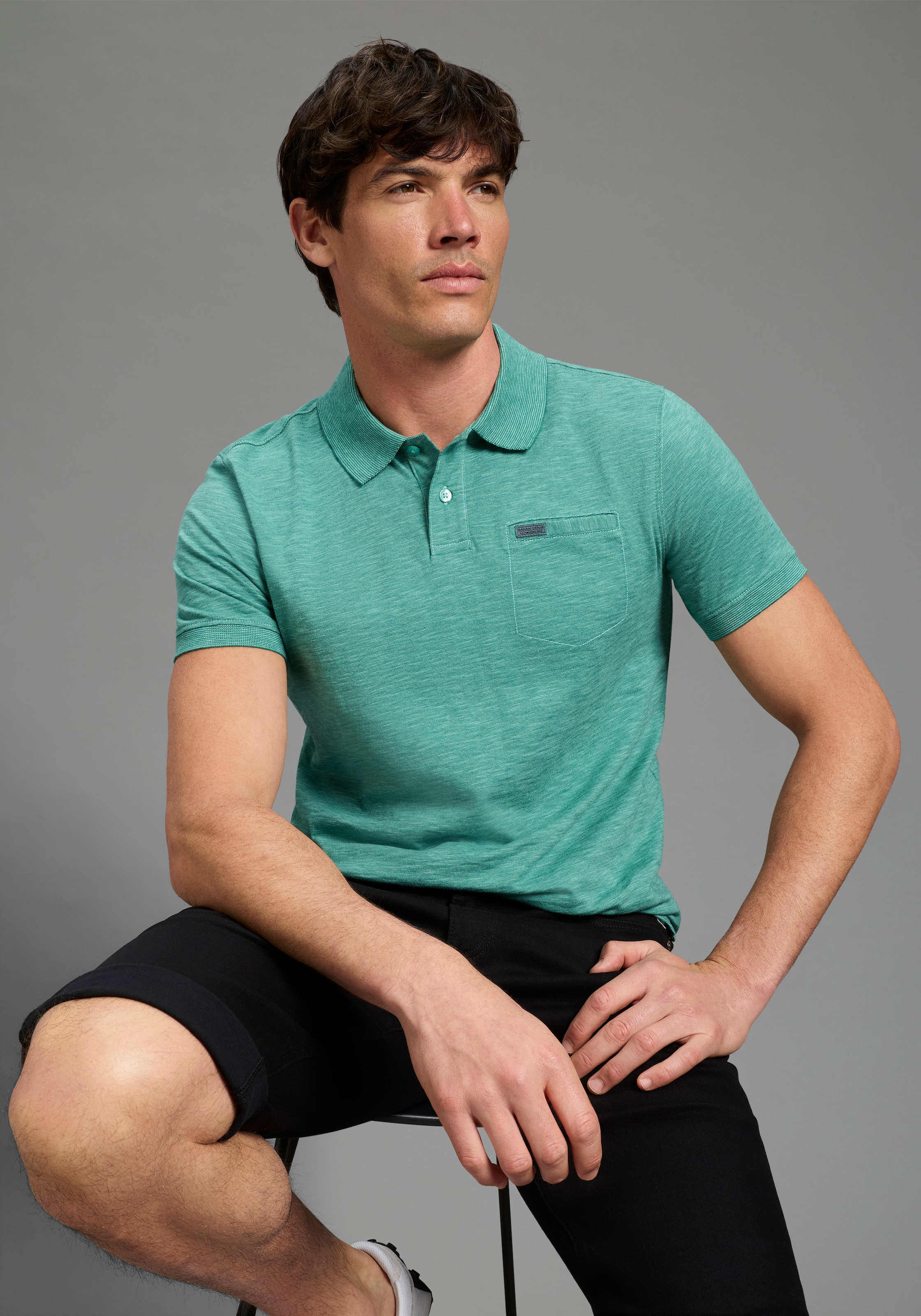 Image of Bruno Banani Poloshirt "Spezial meliertes" schmale Passform, Kurzarm, mit Polokragen und Knöpfen