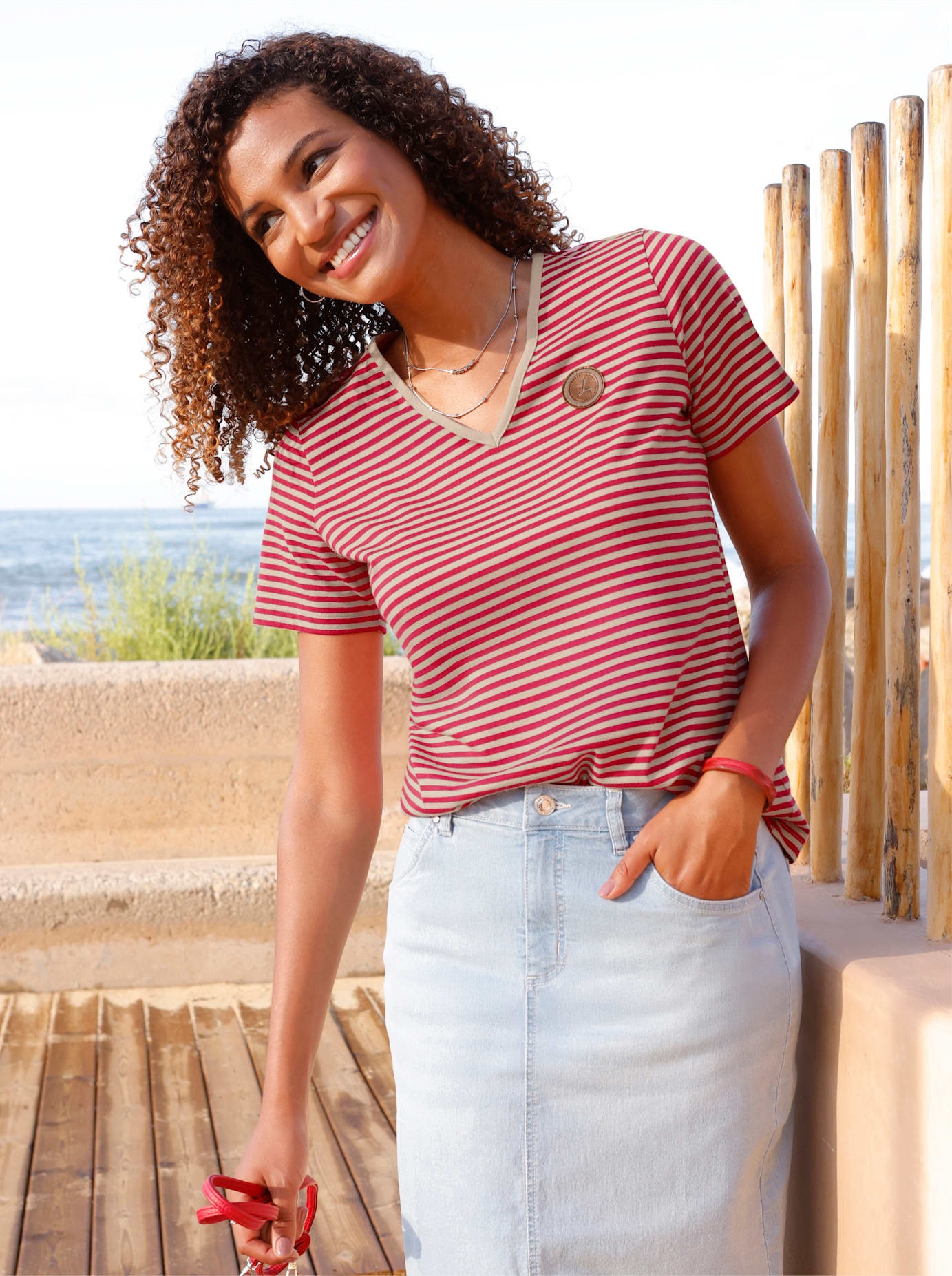 Image of Casual Looks V-Shirt "Ringelshirt" 1 tlg.