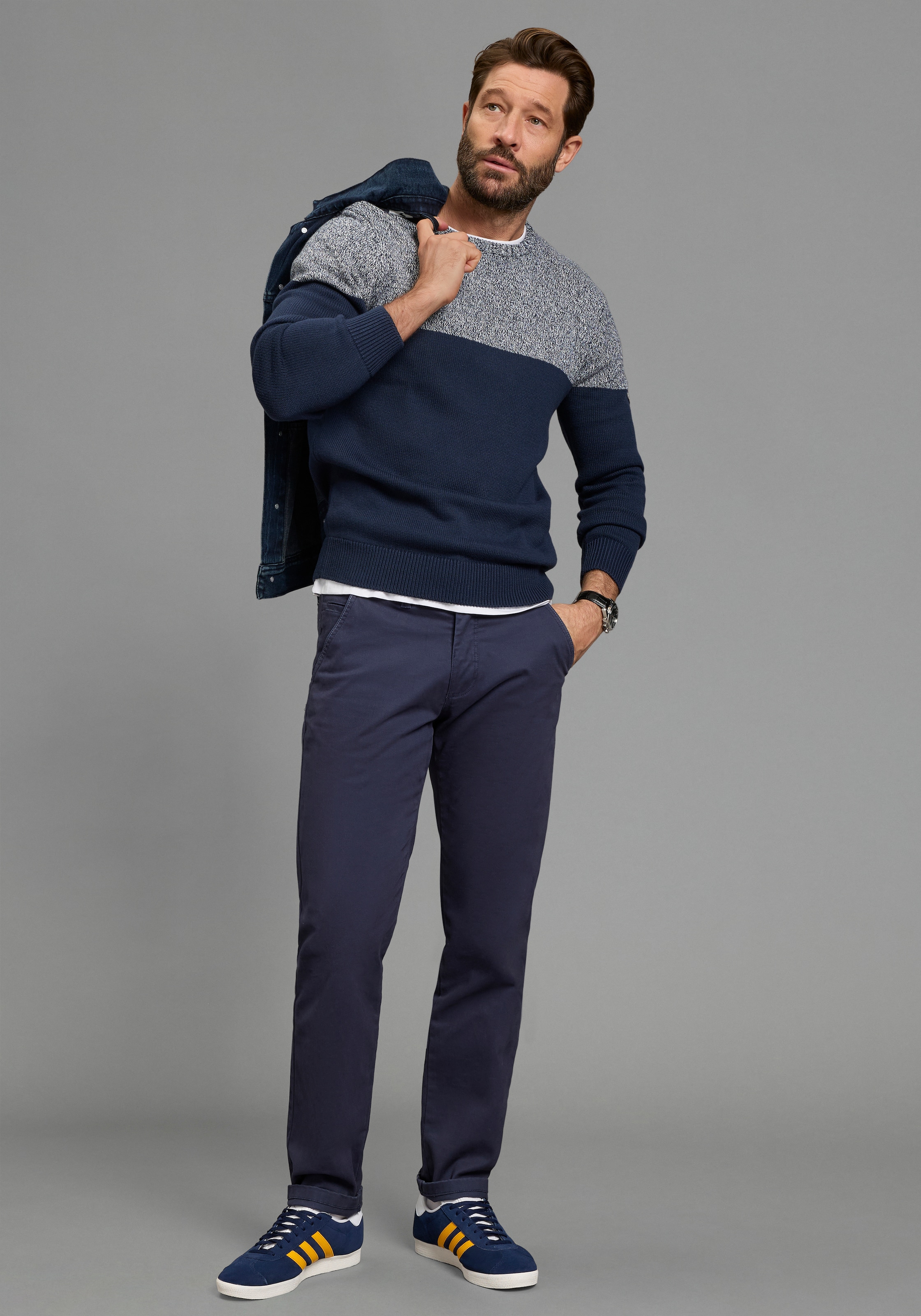 Man's World Pull à col rond »Neue Kollektion! Highlight melierter Look« aus Strick, mit Rundhalsausschnitt, reguläre Passform, mit Langarm