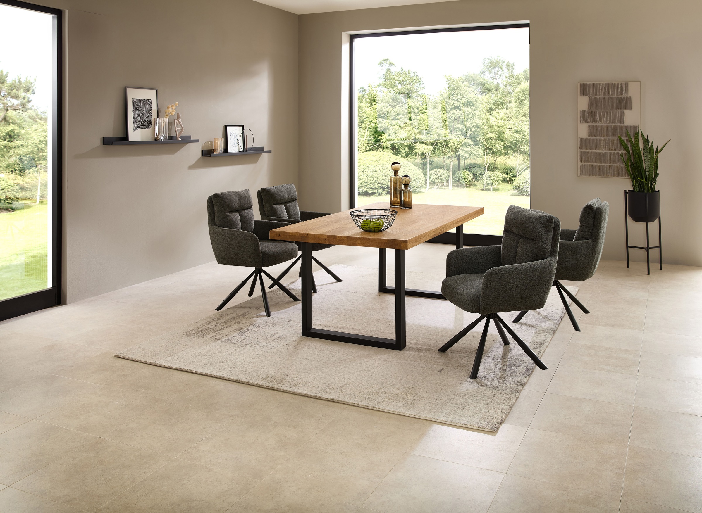 Stolkom Table de salle à manger »Chris Esszimmertisch Eiche Massivholz, BxHxT 110x47x70 cm« Gerade Kante, Industrial Style Eiche Massivholz