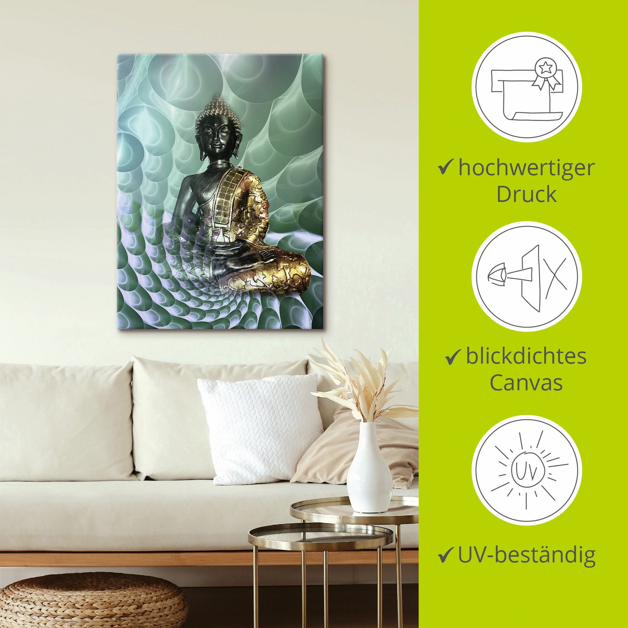 Artland Wandbild »Buddhas Traumwelt CB«, Religion, (1 St.), als Alubild, Outdoorbild, Leinwandbild, Poster, Wandaufkleber