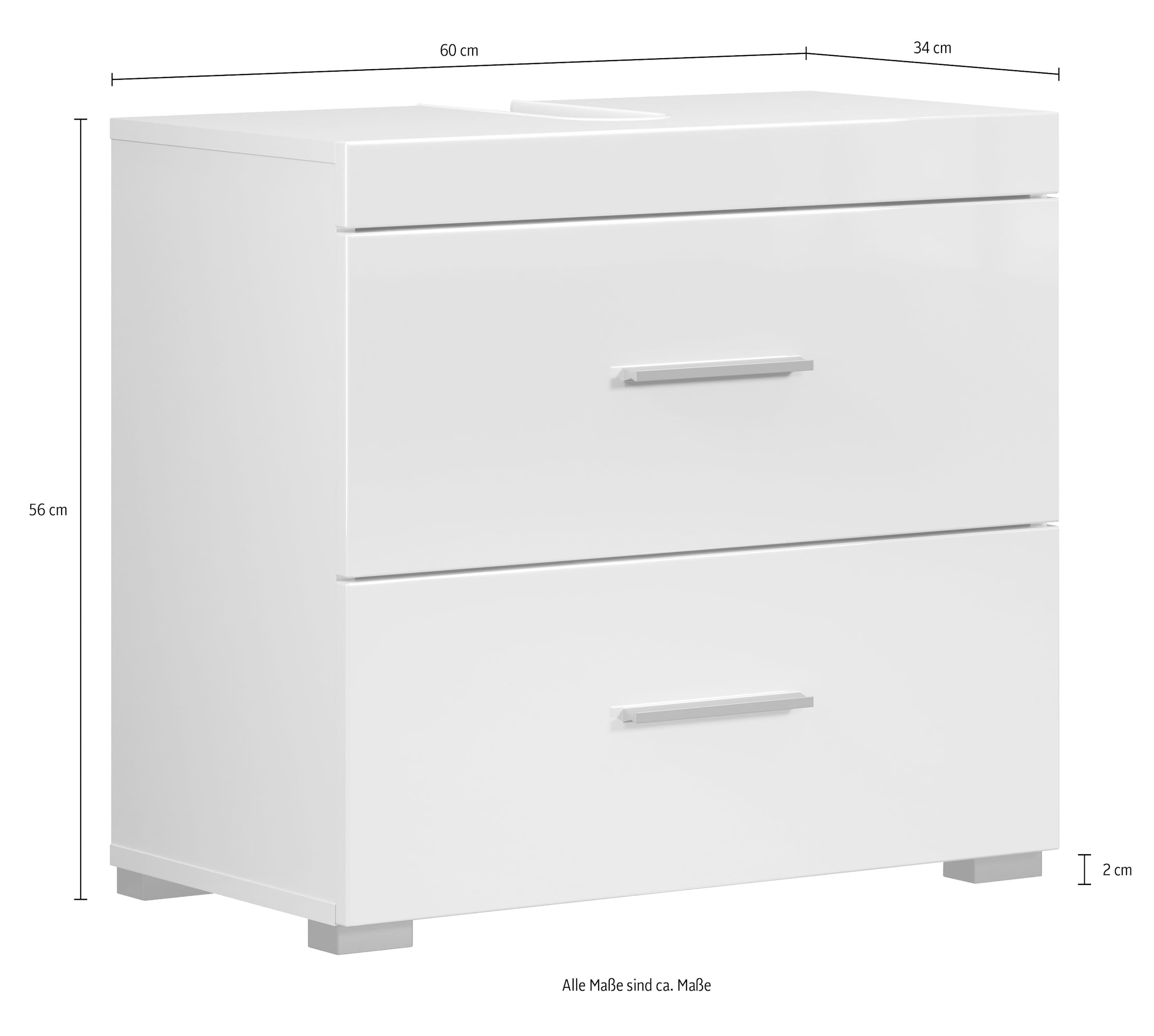 welltime Waschbeckenunterschrank »Avena« 1 Stk. tlg. Waschtisch mit 2 Schubkästen – (B/T/H) 60/34/56 cm