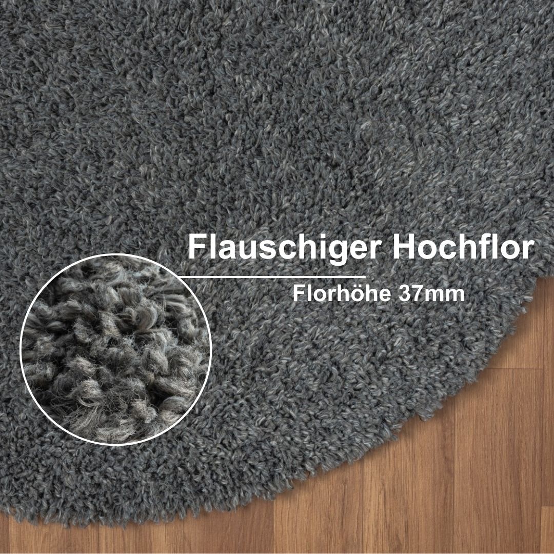 Myflair Möbel & Accessoires Teppich »My Shaggy«, rund, Shaggy, Uni Farben, leicht glänzend, Microfaser, extra flauschig