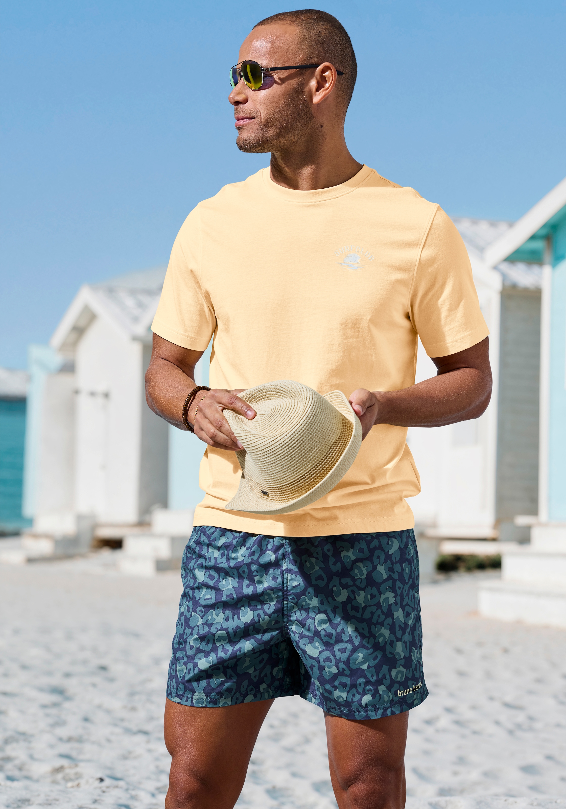 Beachtime T-Shirt », Printshirt« Kurzarm, mit stylischem Print, Rundhalsausschnitt, aus Baumwolle