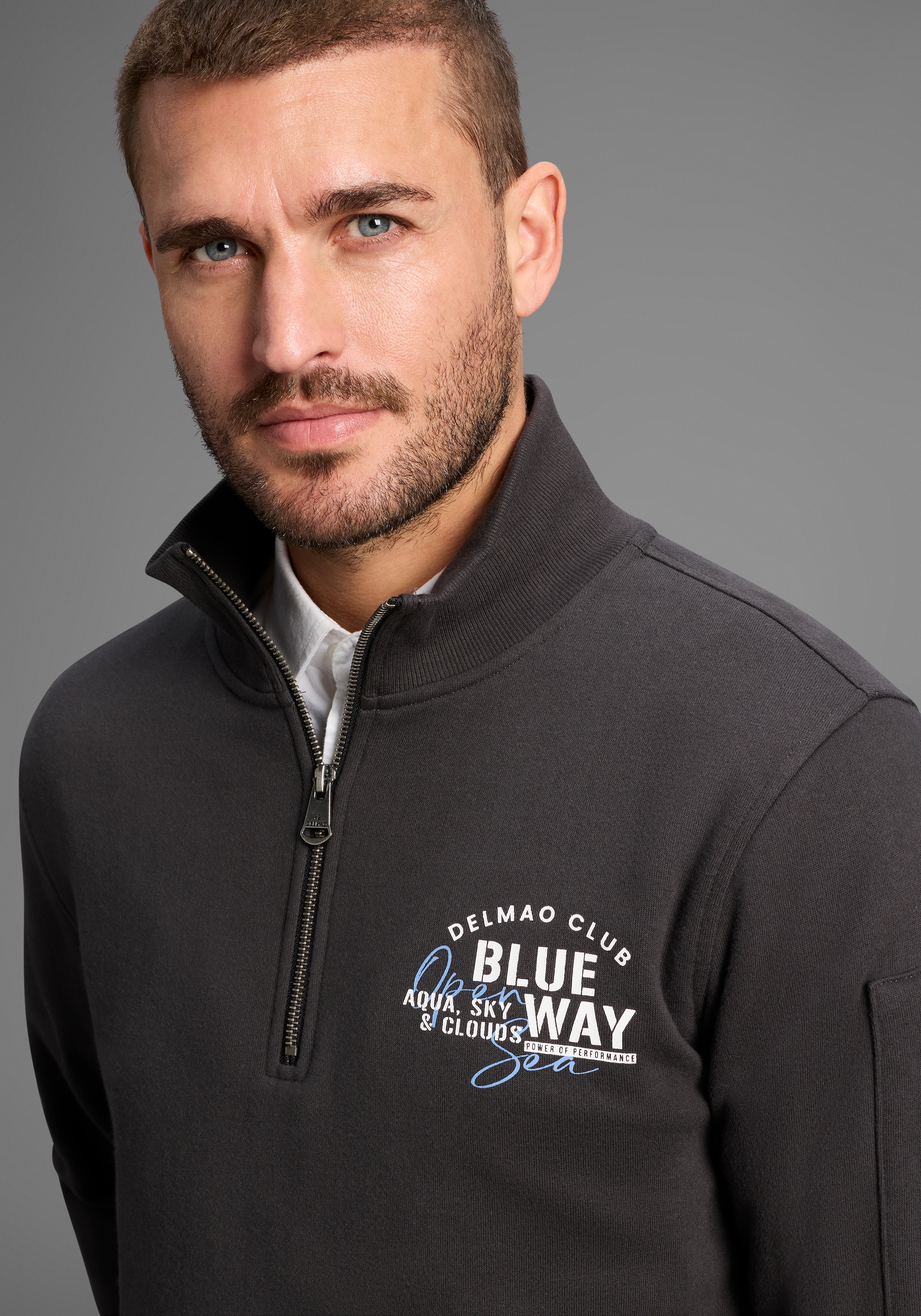 DELMAO Sweat-shirt »Troyer«, avec poche moderne sous le bras
