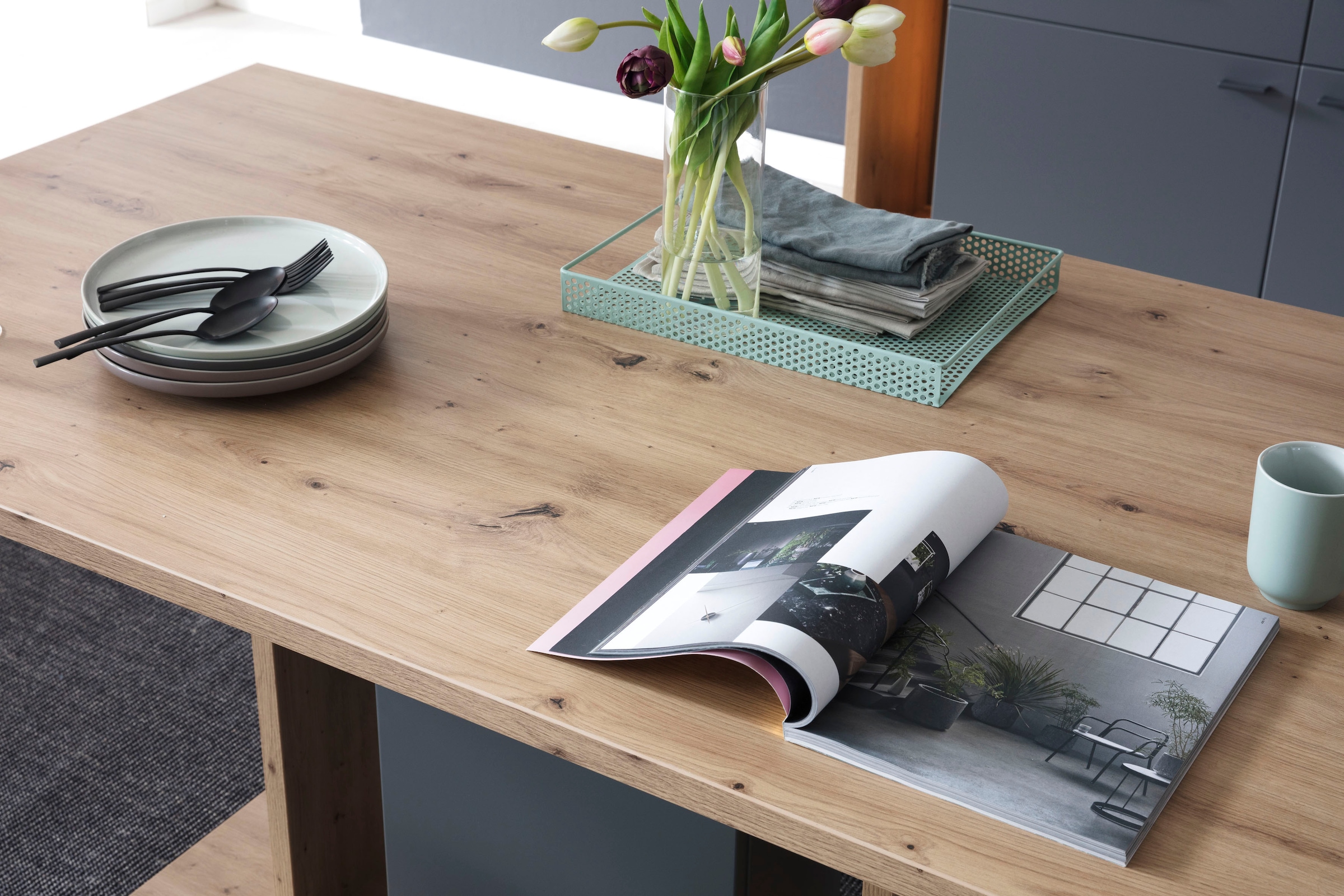 Tisch 80 bis Landhausstil furniture auf Esstisch breit MCA Kg 160 cm belastbar, versandkostenfrei modern, »Lizzano«,