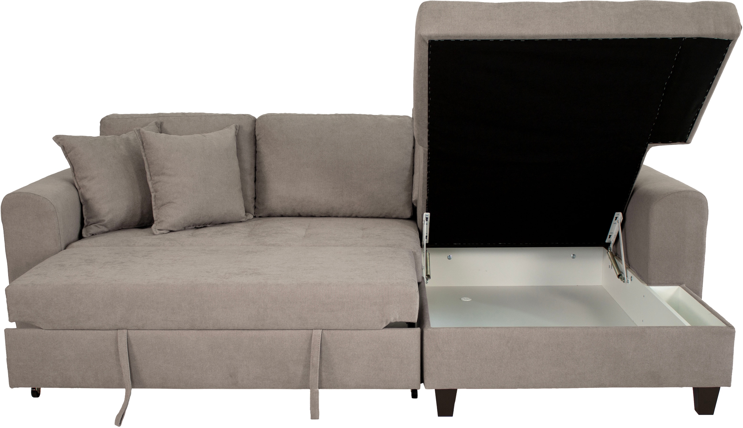 Trends by HG Canapé d'angle »Moritz L-Form, B: 265 cm« mit Bettfunktion, Bettkasten & Zierkissen
