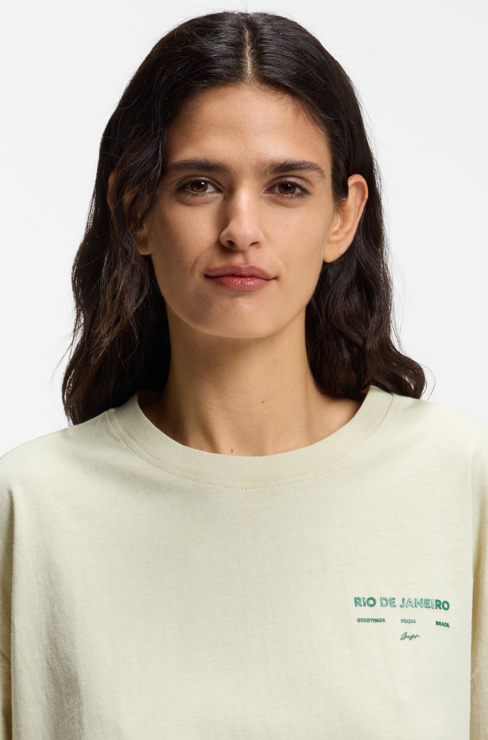 BOSS ORANGE T-shirt »Eboys Premium Damenmode« avec imprimé, coupe Relaxed Fit