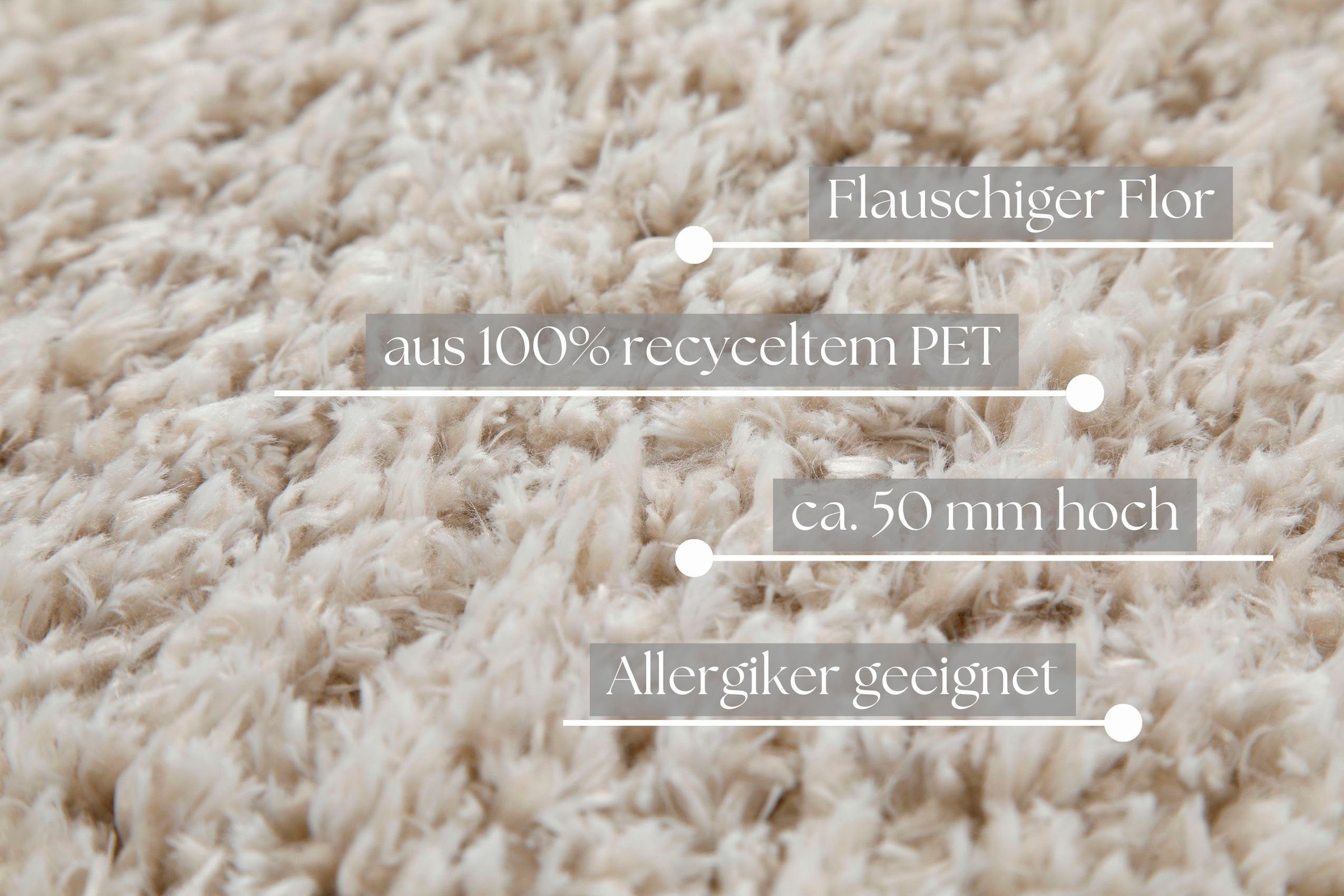 my home Hochflor-Teppich »Josetta«, rund, 50 mm Höhe, Langflor, Shaggy, dichter weicher Hochflor, uni farben, Wohnzimmer