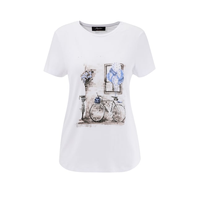 ♕ Aniston CASUAL T-Shirt, mit Glitzersteinchen verzierter Frontdruck  versandkostenfrei kaufen