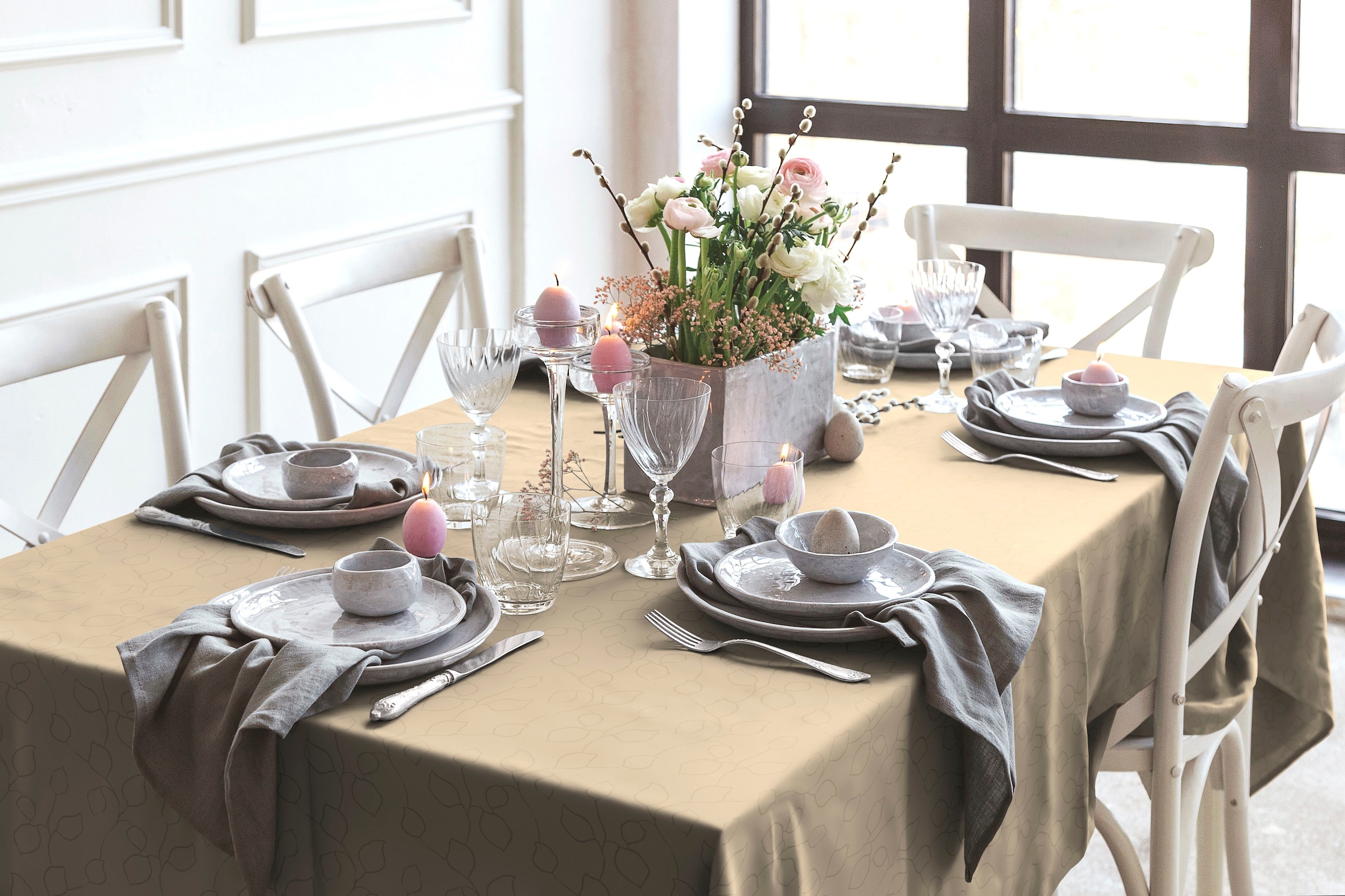 Wirth Tischdecke »Westport«, (1 St.), Made in Germany, Jacquard Dekostoff, Blatt-Design, Pflegeleicht