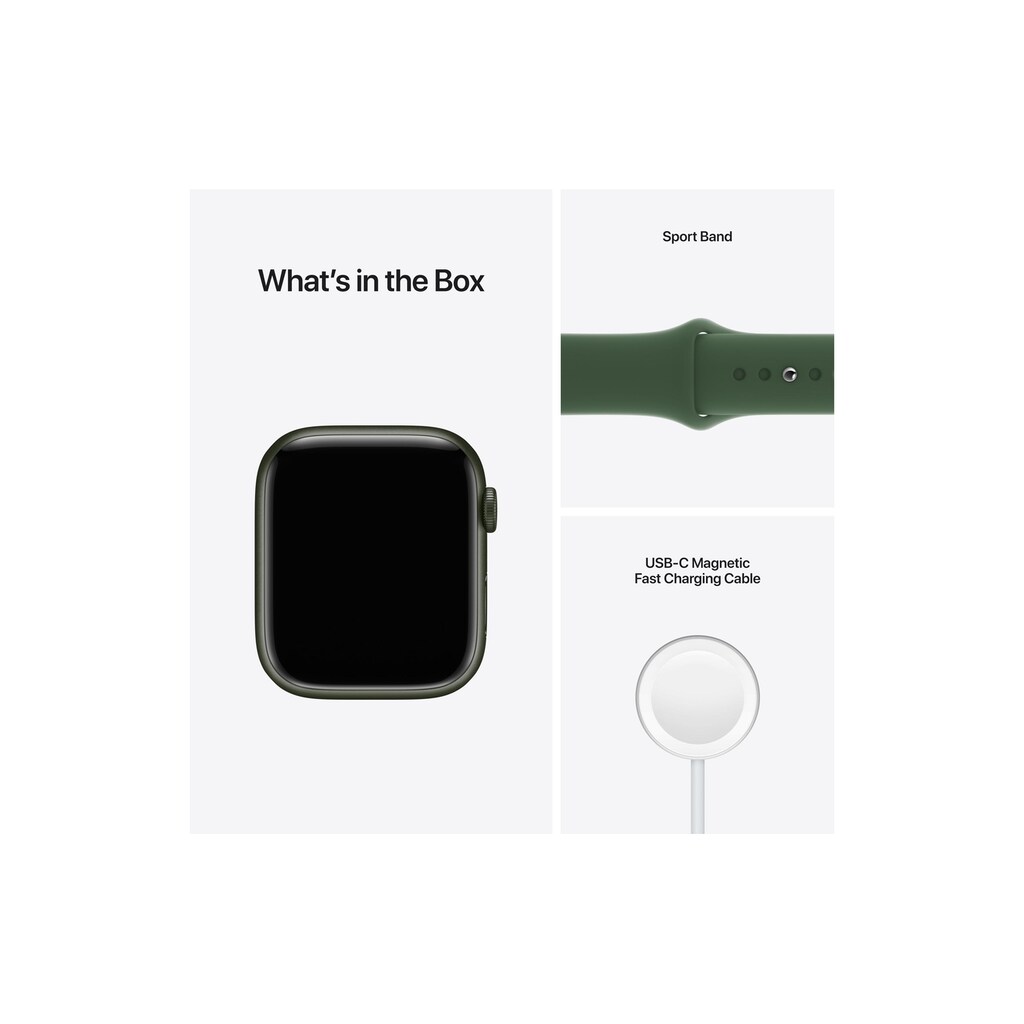 Apple Smartwatch »Serie 7, GPS, 45 mm Aluminiumgehäuse mit Sportarmband«, (Watch OS MKN73FD/A)