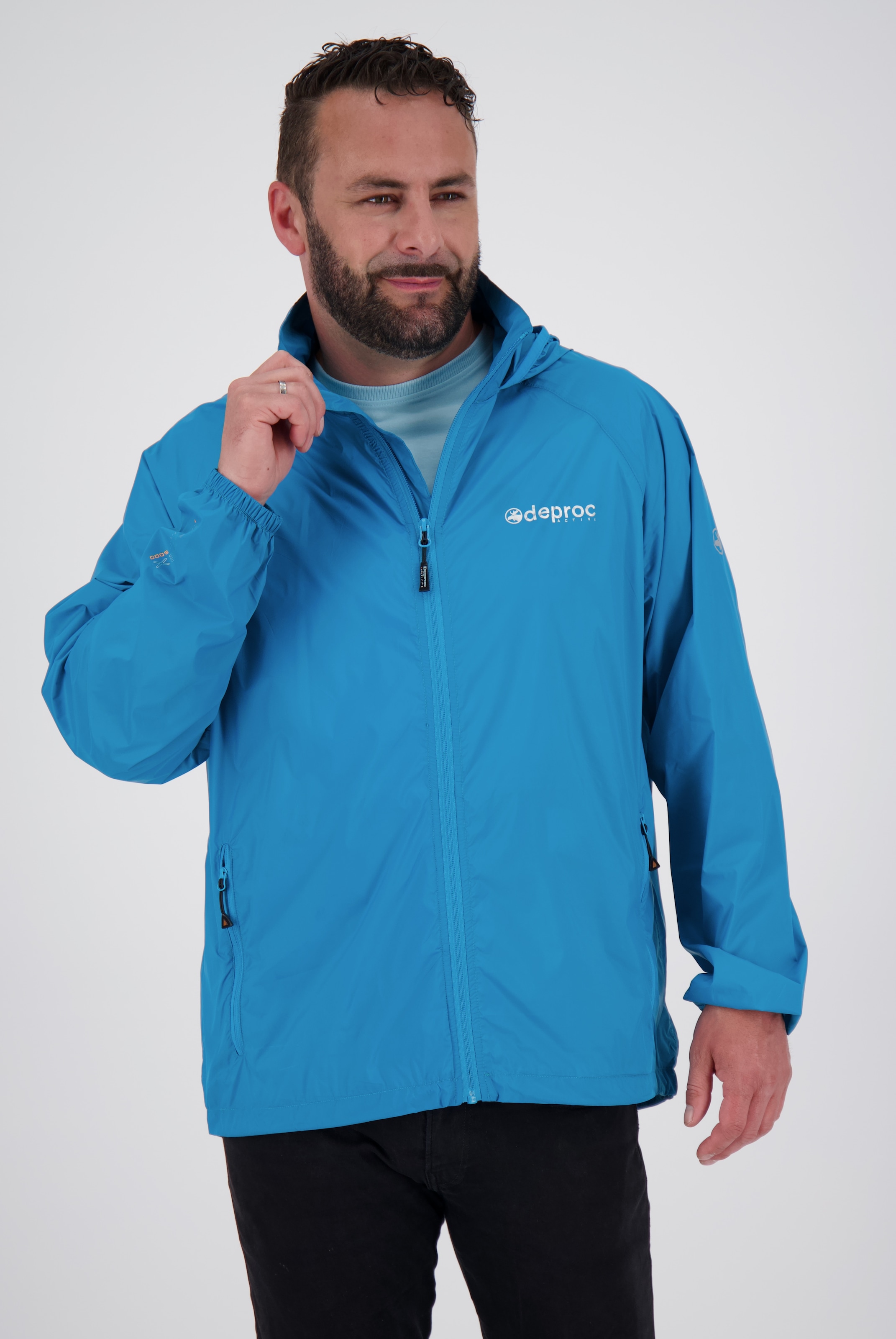 Image of DEPROC Active Regenjacke "ROBSON MEN" mit Kapuze auch in Grossen Grössen erhältlich