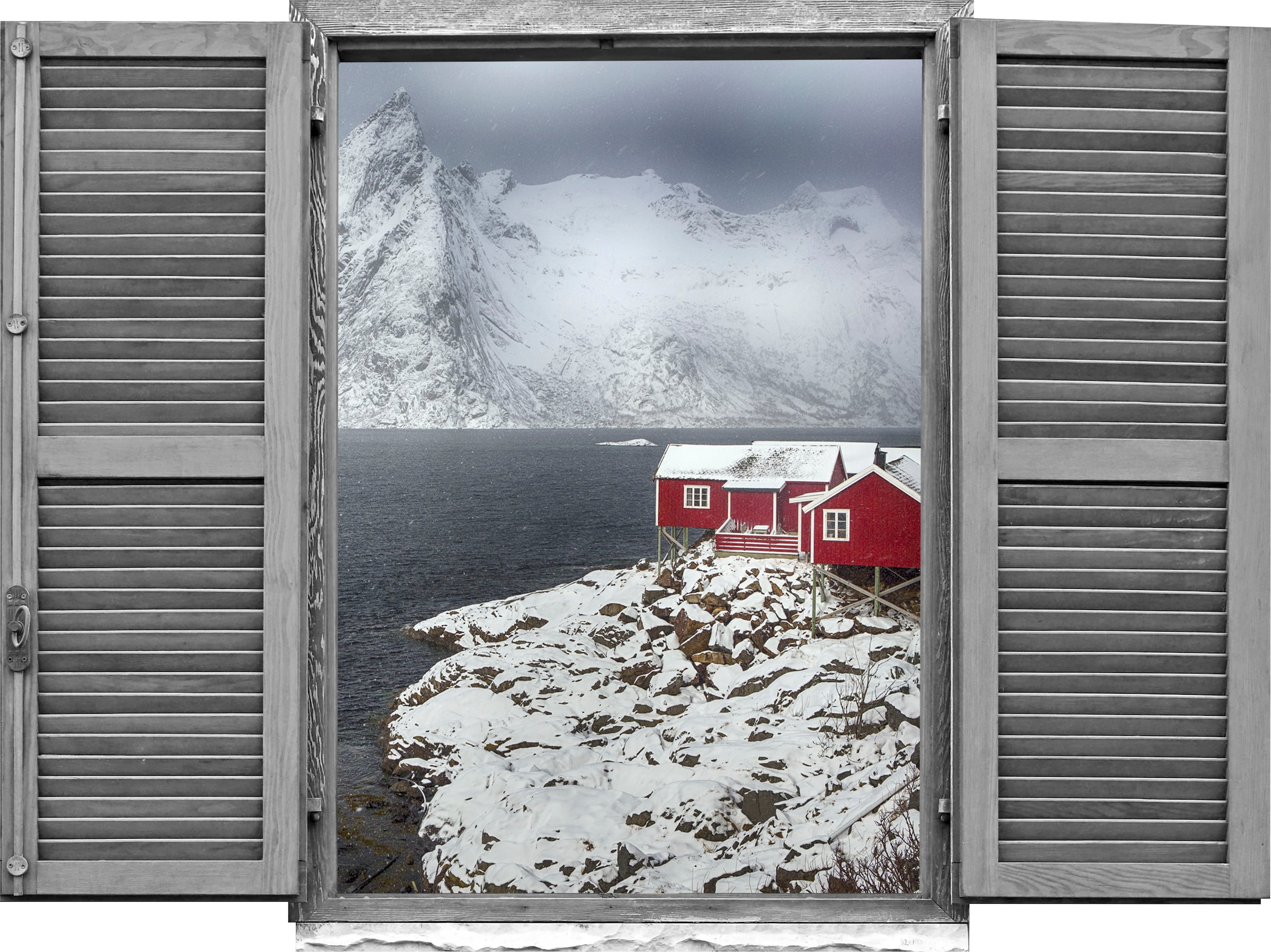 Image of queence Wandtattoo "Norwegen Winter" Wandsticker, Wandbild, selbstklebend, 3D, Fenster