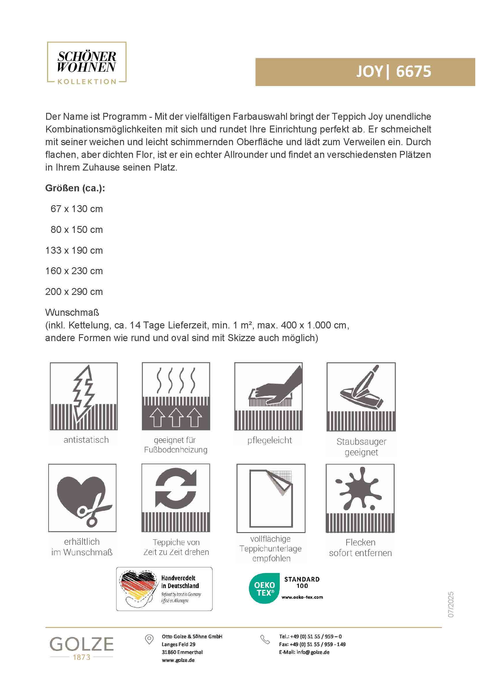 SCHÖNER WOHNEN-Kollektion Teppich »Joy« rechteckig 22 mm Höhe Wohnzimmer