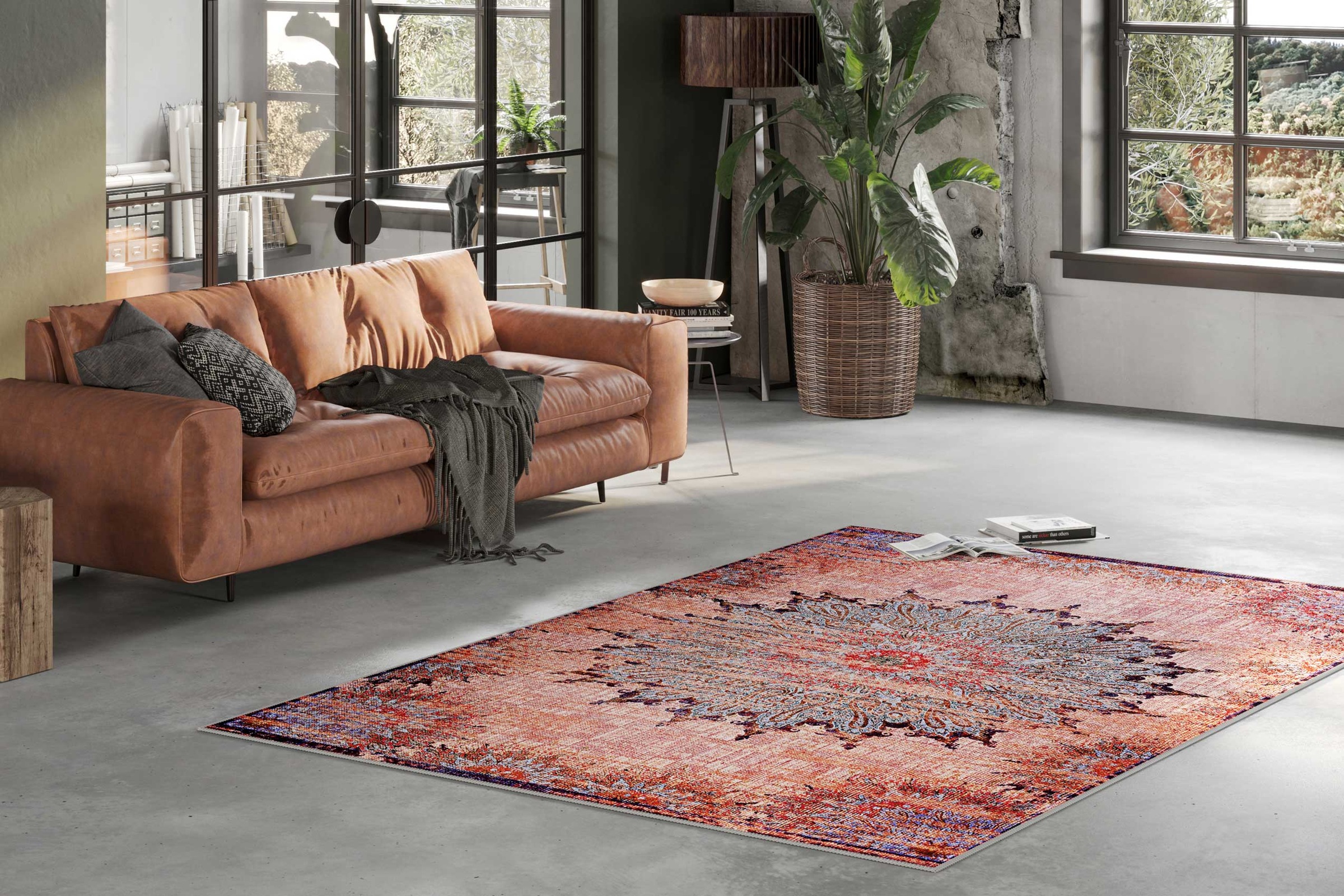 Wecon home Teppich "Rooftop" rechteckig 6 mm Höhe Vintage, Baumwolle, Kurzflor, Wohnzimmer, Schlafzimmer, Orient