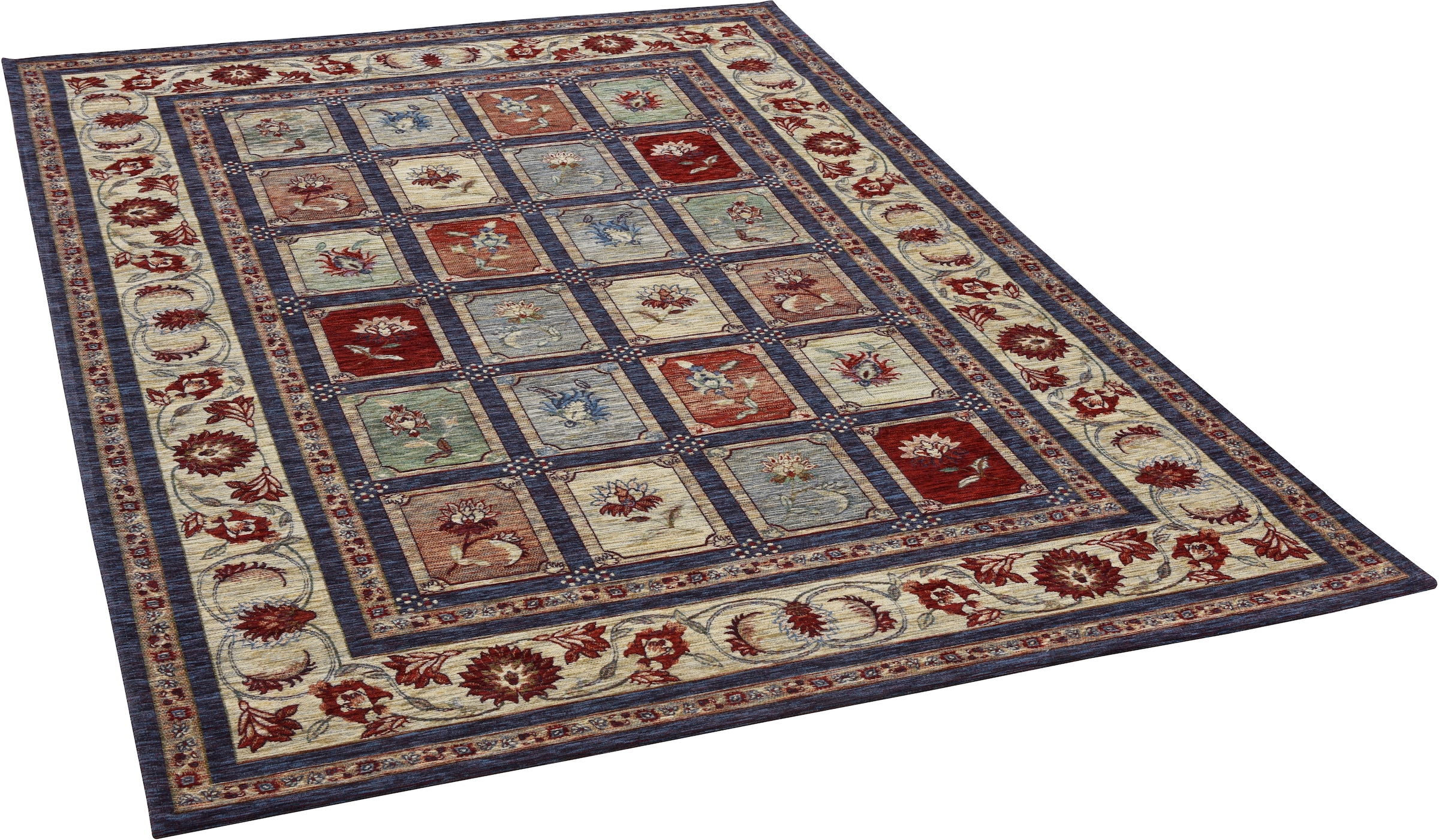 Image of THEKO Teppich "Carlucci" rechteckig 5 mm Höhe florales Muster, mit Bordüre, Wohnzimmer