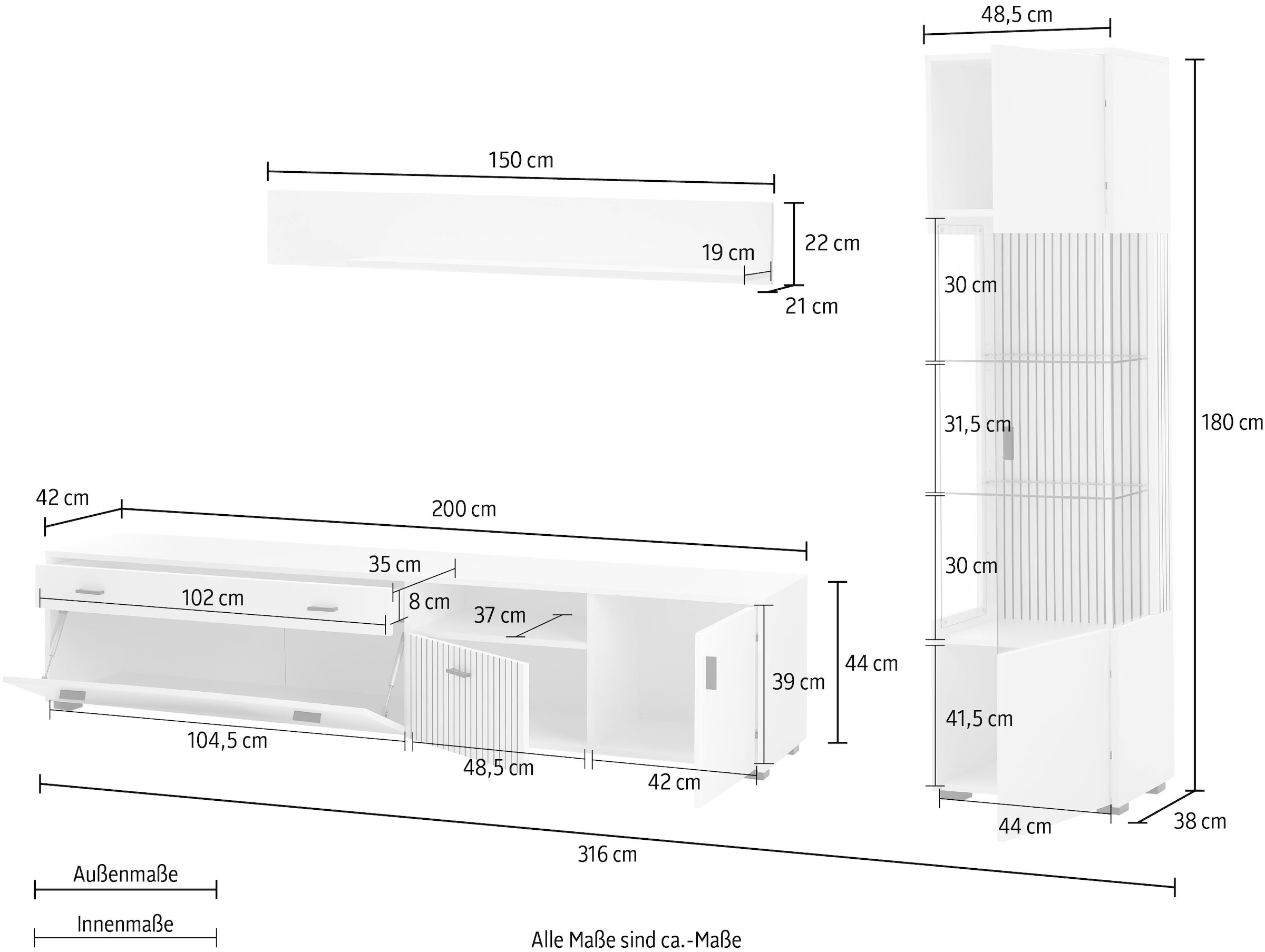 INOSIGN Meuble mural »HUDSON« Set, 3 cuis tlg.