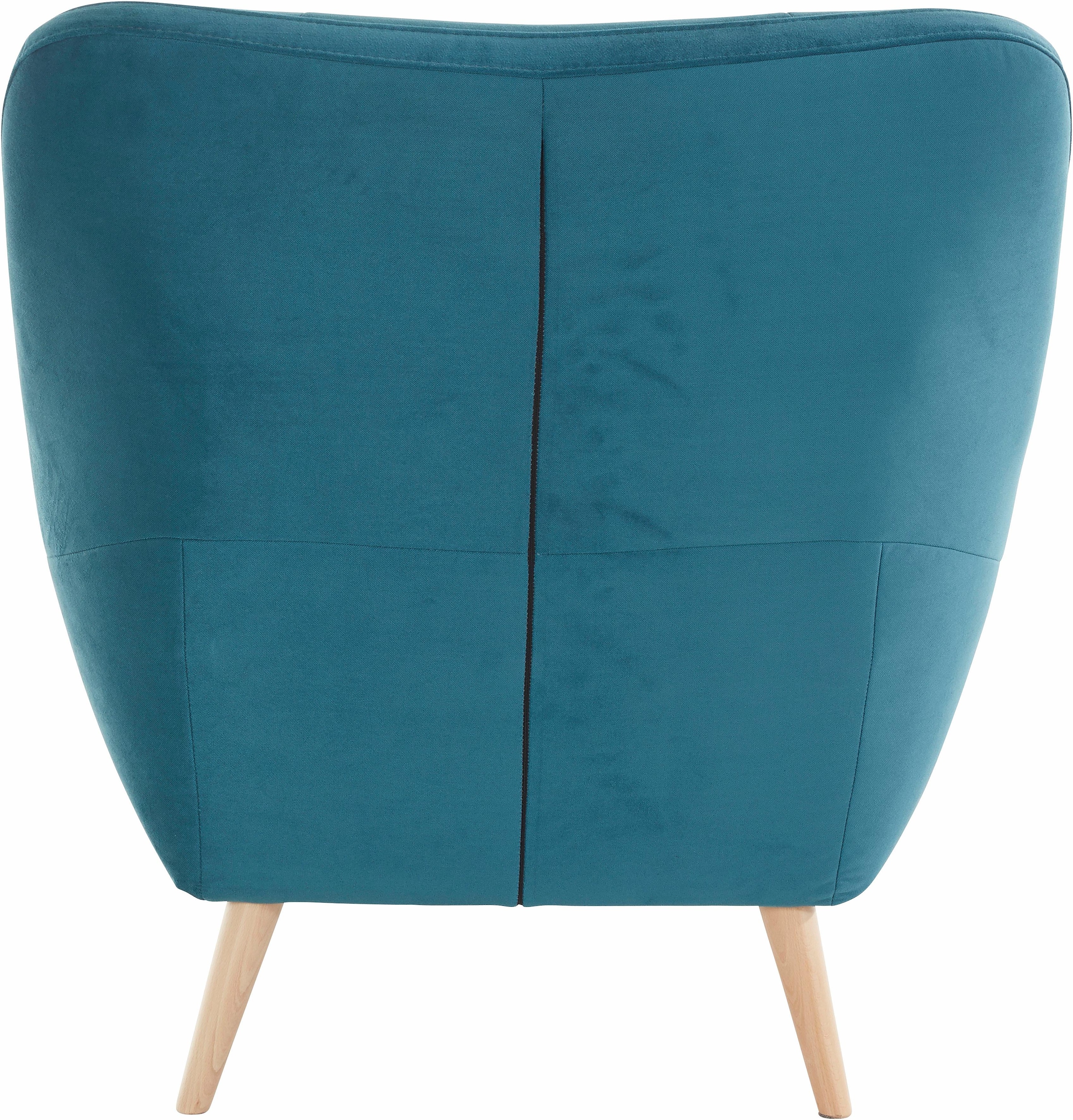 exxpo - sofa fashion Sessel »Scandi, Loungesessel mit tollem Sitzkomfort, hochwertige Polsterung«, bequem, hohe Holzfüsse