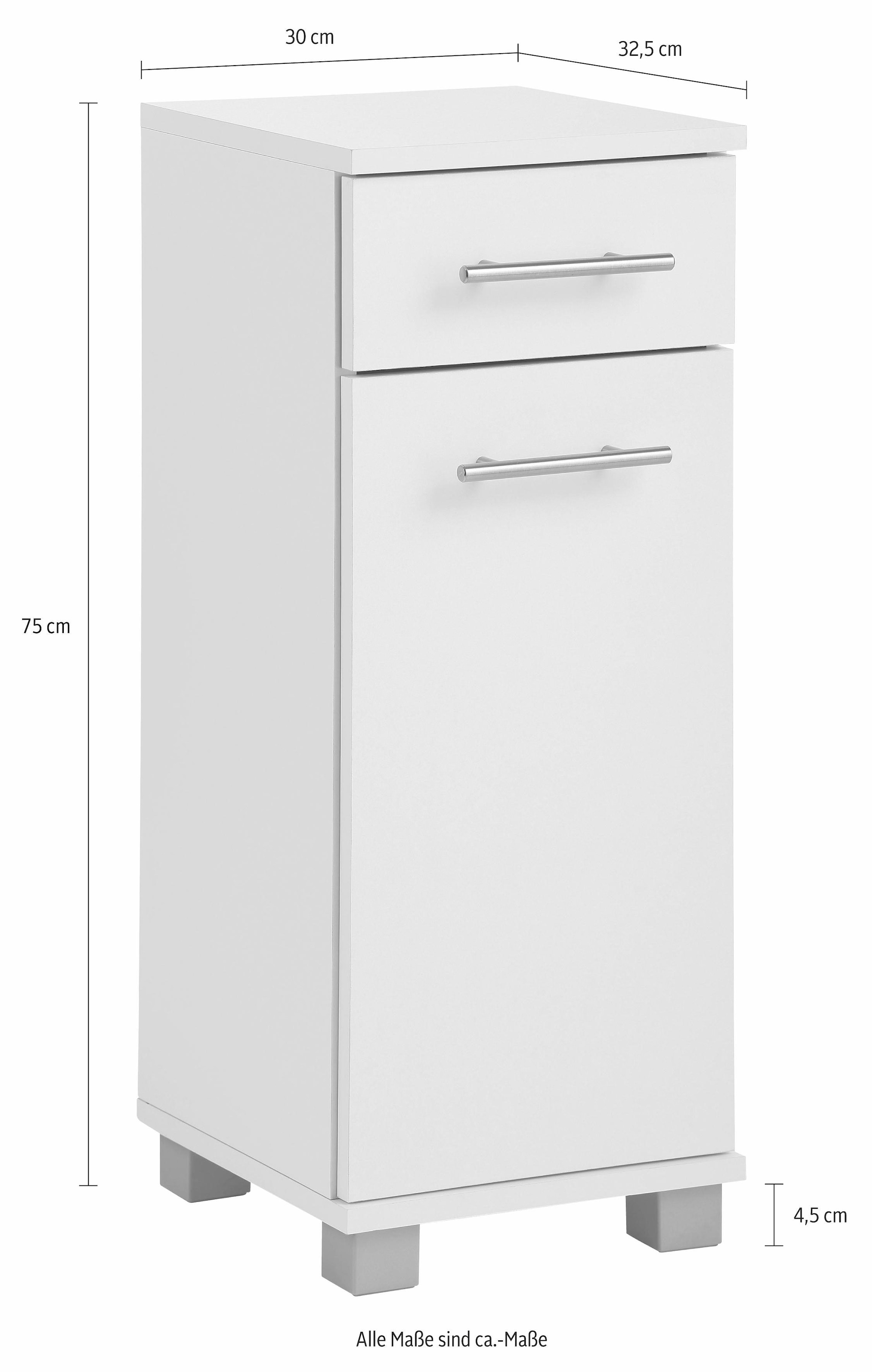 welltime Seitenschrank »Emmi, Breite 30 cm«, Wechselbarer Türanschlag, Metallbeschläge