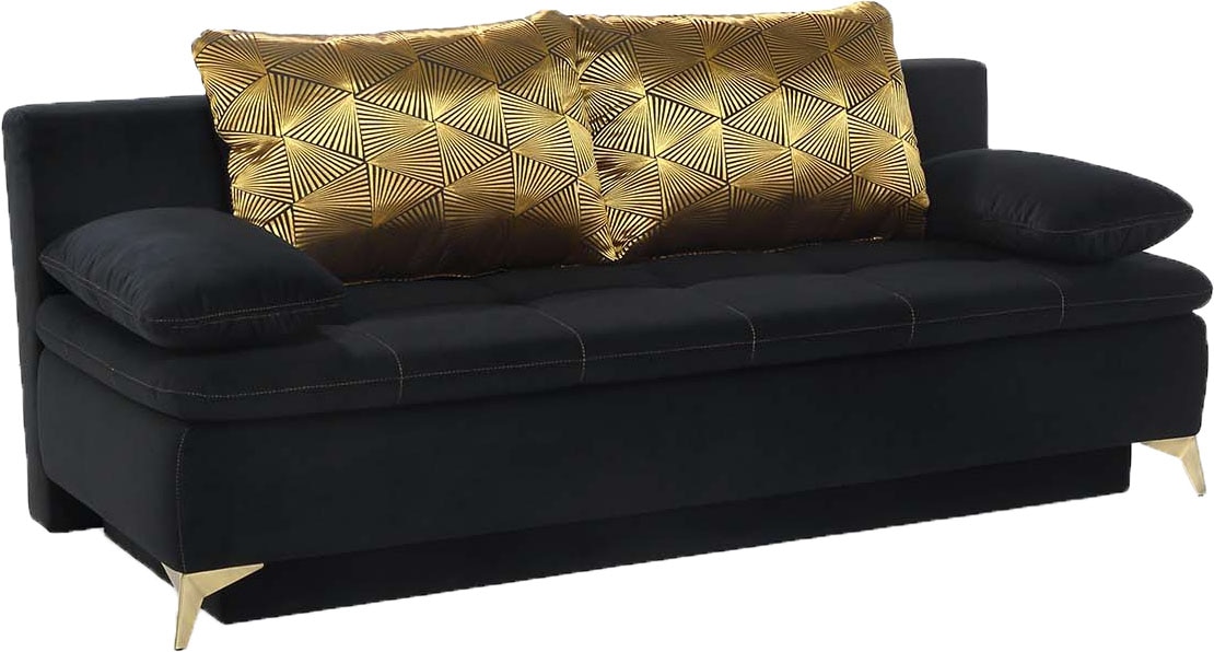 Jockenhöfer Gruppe Schlafsofa »Sarah, mit Gästebettfunktion«, goldfarbenfarbige, glamouröse Elemente, Bettkasten