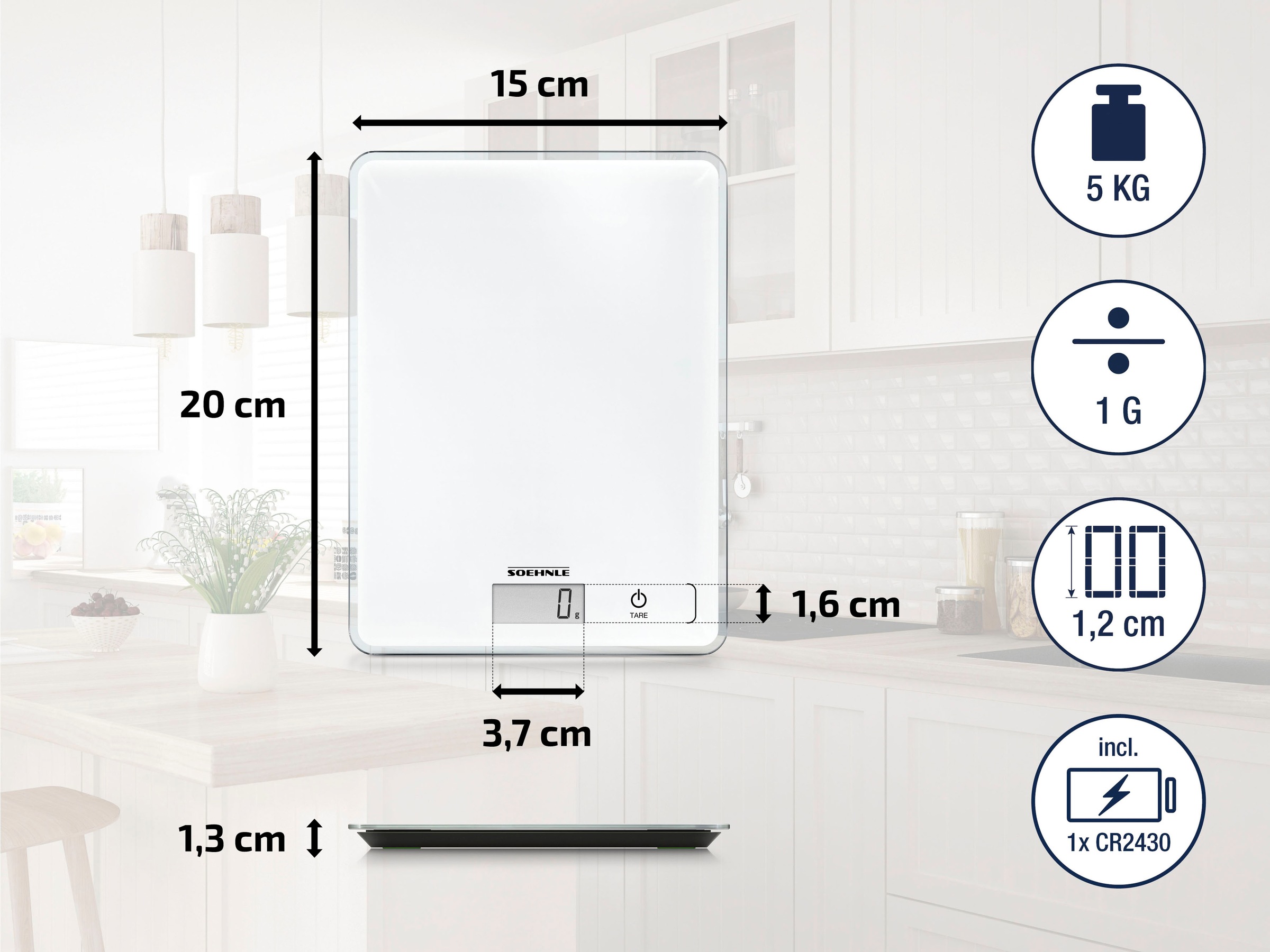 Soehnle Küchenwaage »Page Compact 300« Tragkraft bis maximal  5 kg (1-g-genau)