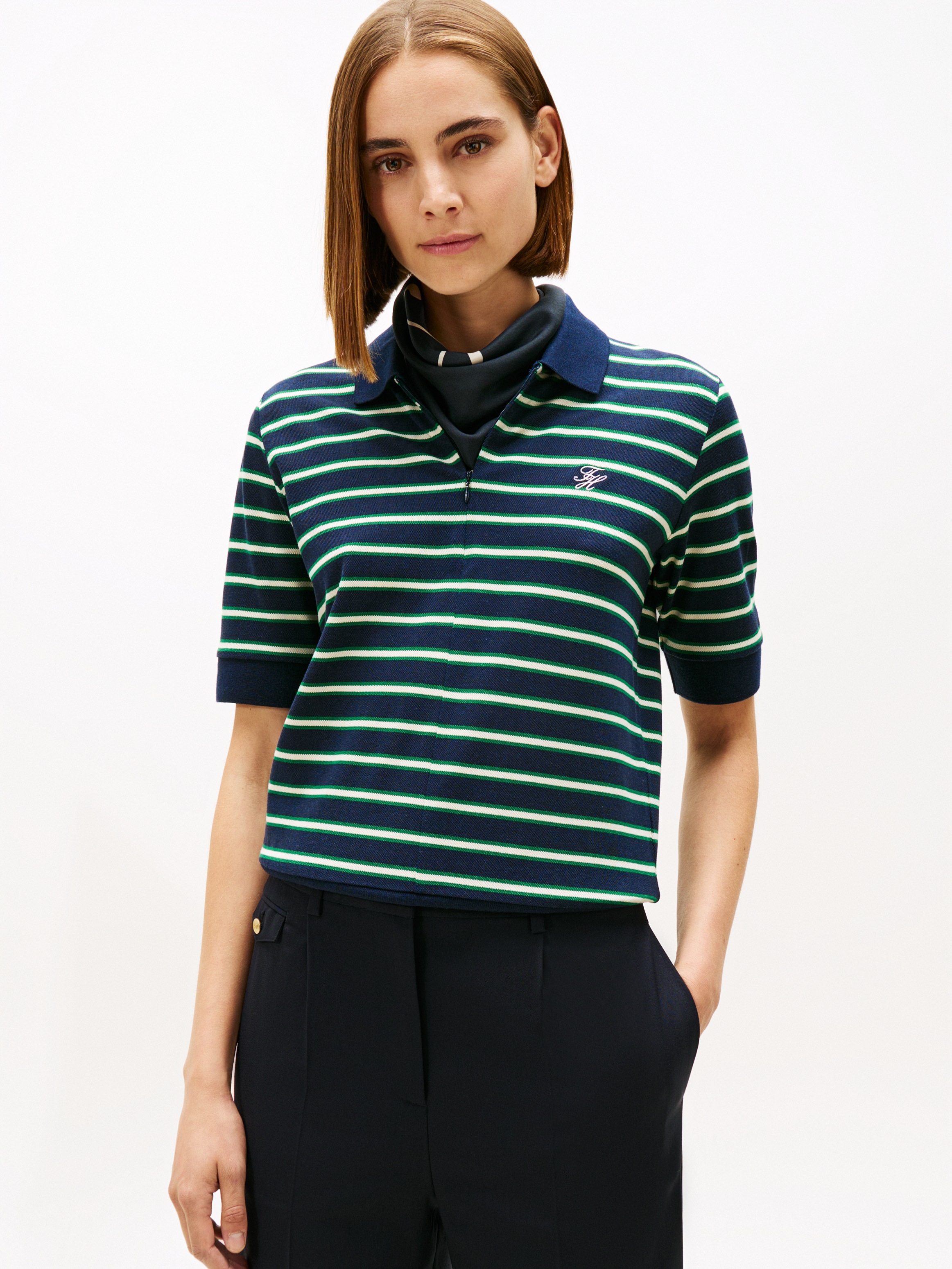 Image of Tommy Hilfiger Poloshirt "TH SCRIPT LYOCELL ZIP SS POLO"