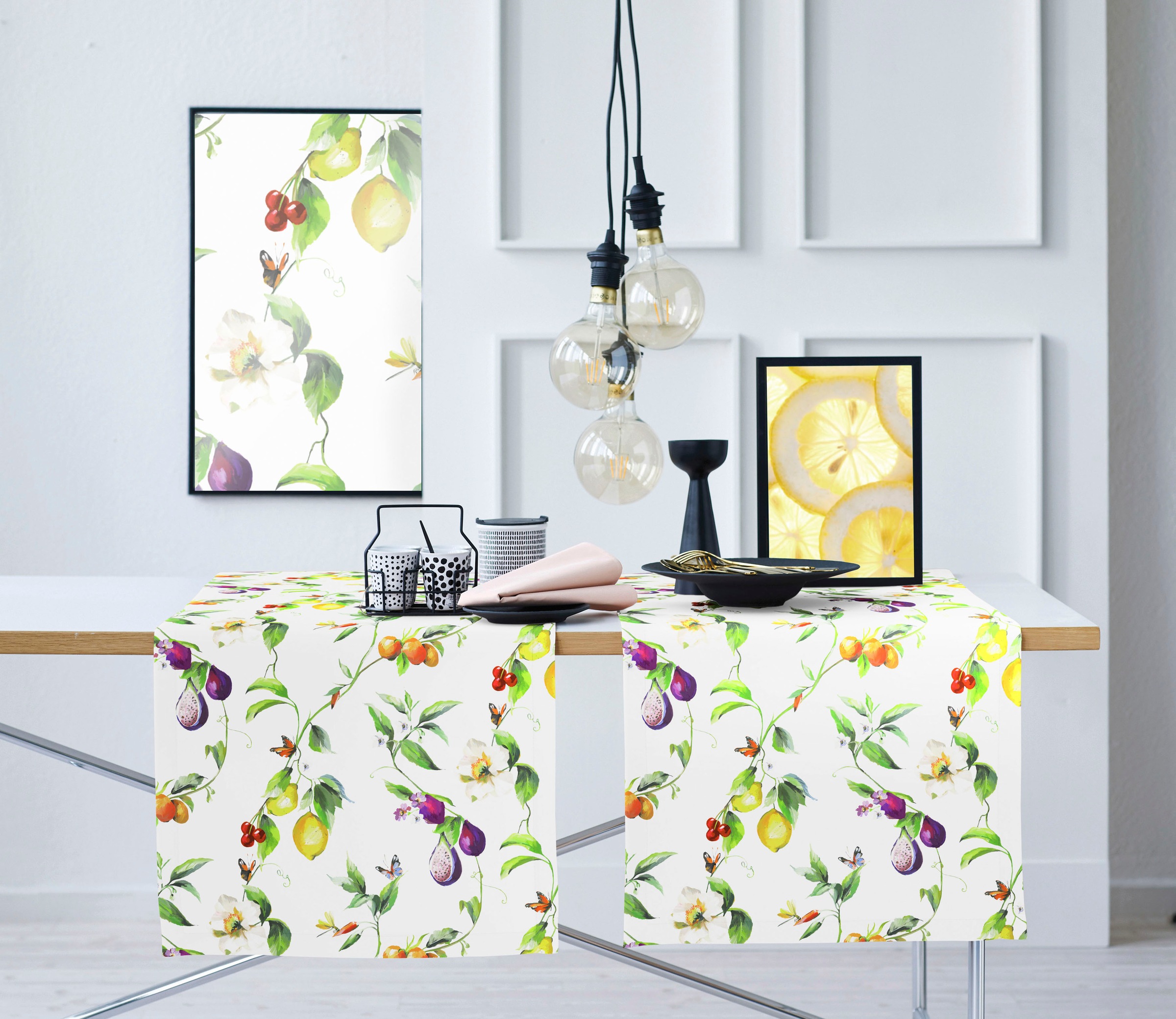 APELT Tischläufer "6851 SUMMERTIME, Sommerdeko, Sommer" mit Blüten und Früchten, Digitaldruck