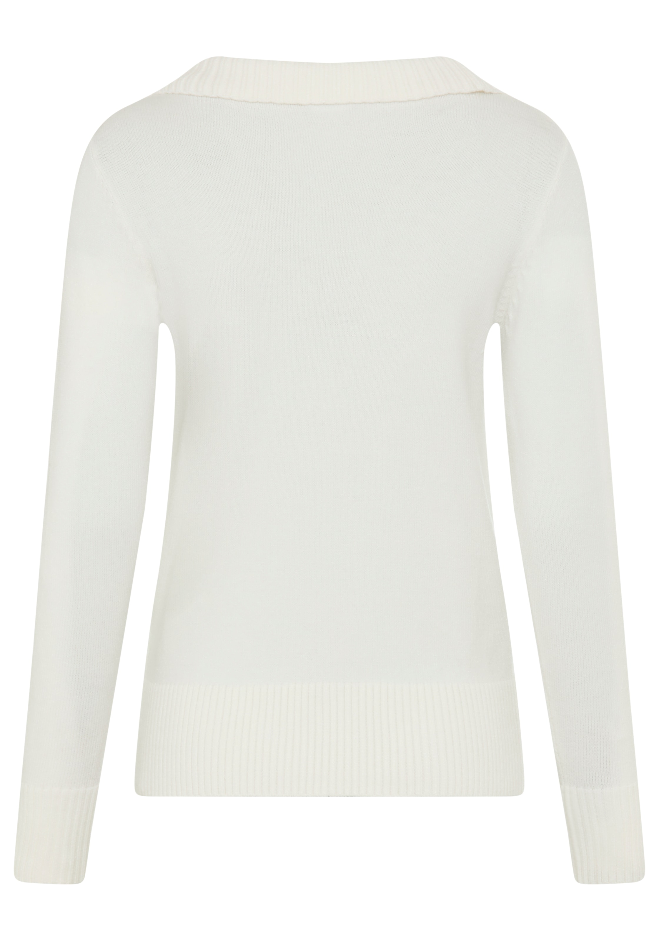 Bruno Banani Schalkragenpullover Wickel-Optik mit Zierknöpfen - NEUE KOLLEKTION