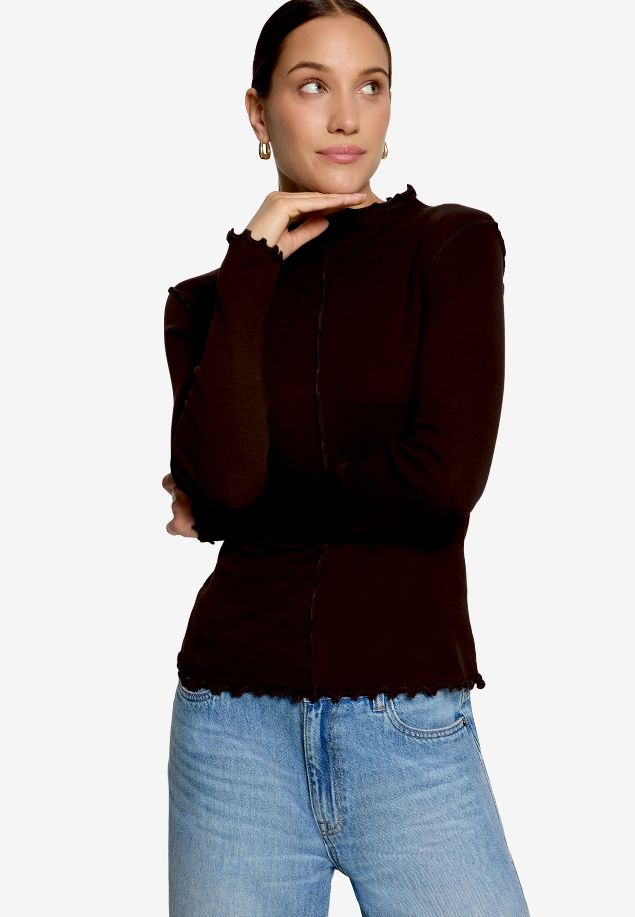Image of Zero Langarmshirt mit Kräuselsaum