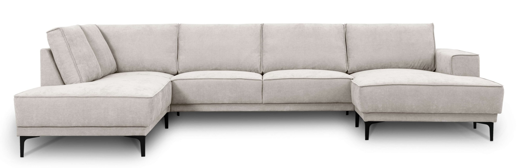 GOODproduct Paysage de salon »XXL Sofa Oland, Struktur, Flachgewebe, Luxus-Microfaser, Boucle« U-Form, 345 cm, Wellenunterfederung, Skandi-Design, Metallfüsse