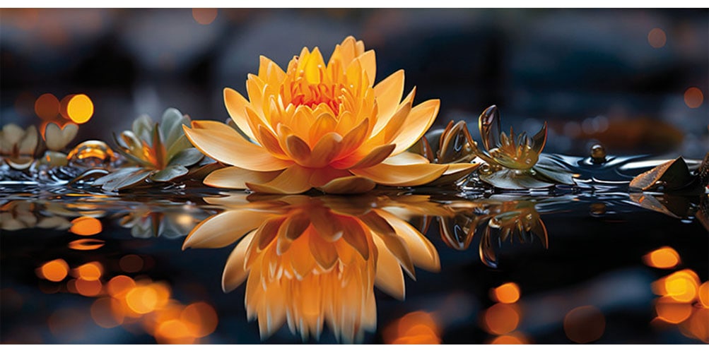 Image of Bönninghoff Leinwandbild "Wandbild LOTUSBLUME 33x70 cm – Leinwandbild Keilrahmen Deko modern" Blumen Blumenbilder Natur Pflanzen Pflanzenbilder Stillleben 1 Stk. tlg. auf Keilrahmen gespannt
