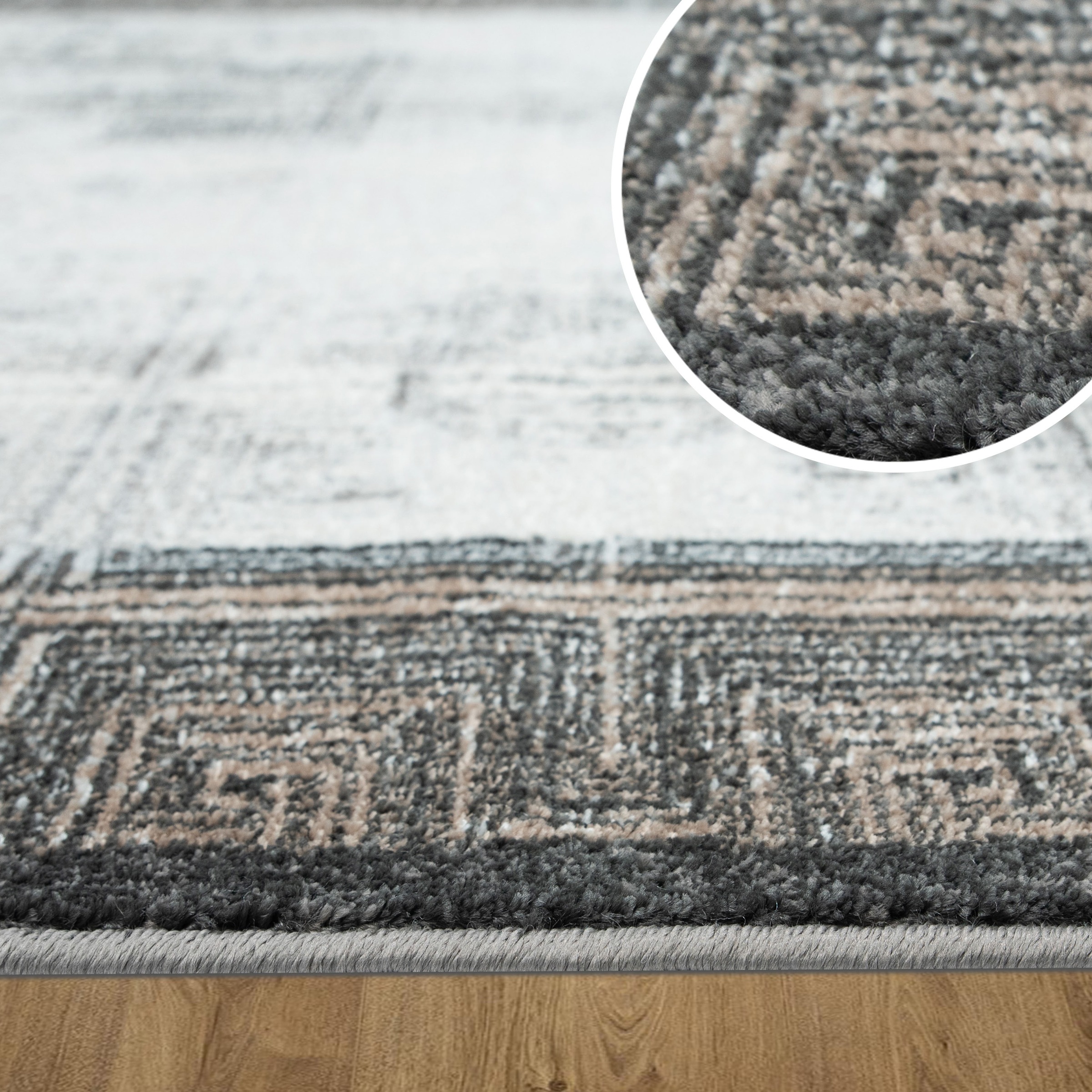 GOODproduct Teppich »Aurellia, mit Rahmen« rechteckig 9 mm Höhe im Vintage-Look, meliert, Bordüre, zeitlos, Wohnzimmer, Schlafzimmer