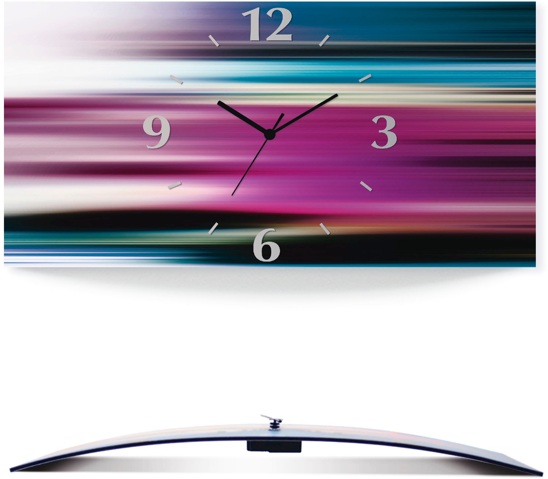 Image of Artland Wanduhr »Verzerrte Figuren - Abstrakt«, 3D Optik gebogen, silberfarben-metallic, lautlos, ohne Tickgeräusche, nicht tickend, geräuschlos - wählbar: Funkuhr o. Quarzuhr, moderne Uhr für Wohnzimmer, Küche etc. - Stil: modern bei Ackermann Versand Sc