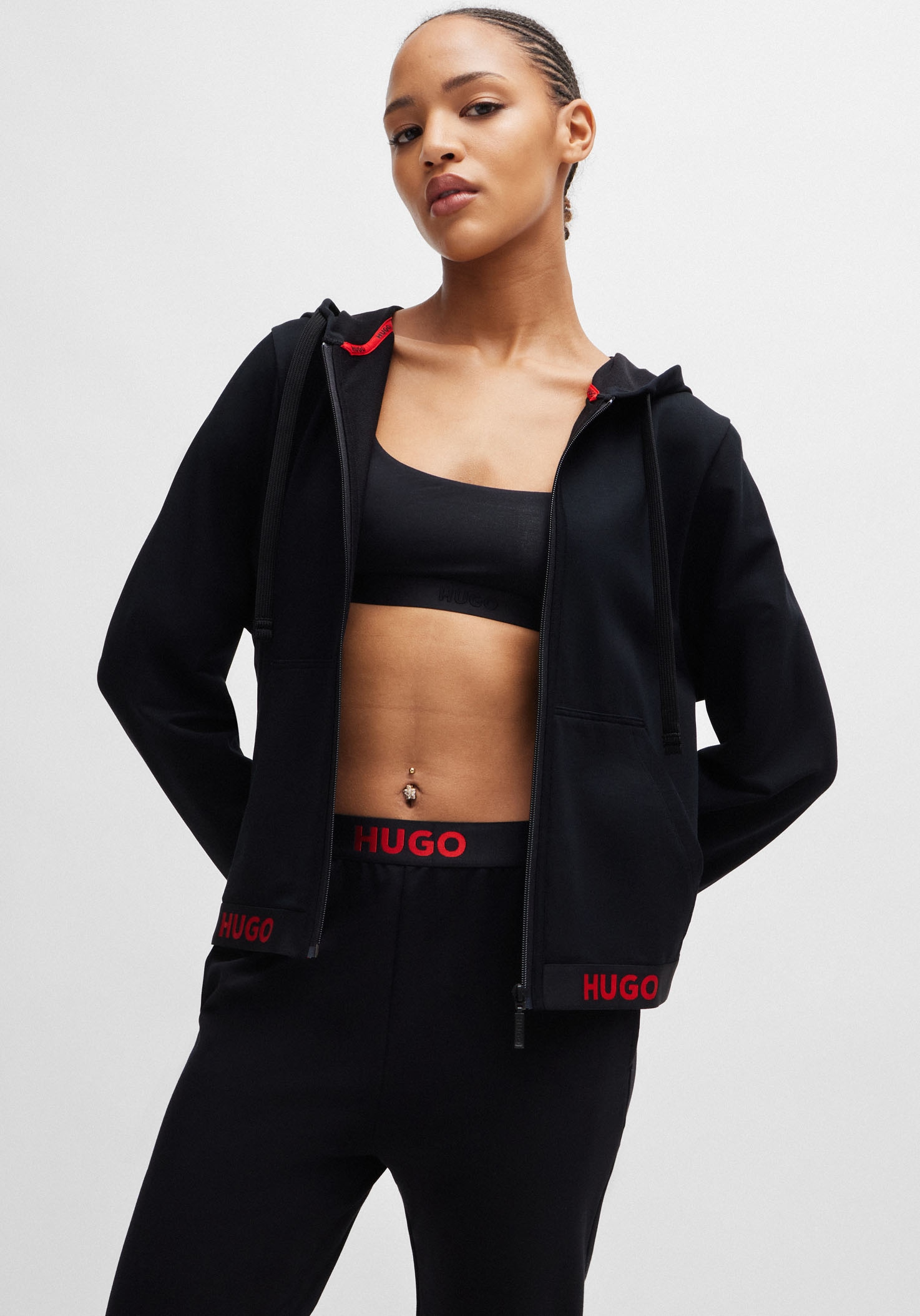 HUGO Underwear Sweatjacke »SPORTY LOGO_JACKET«, mit Kordel