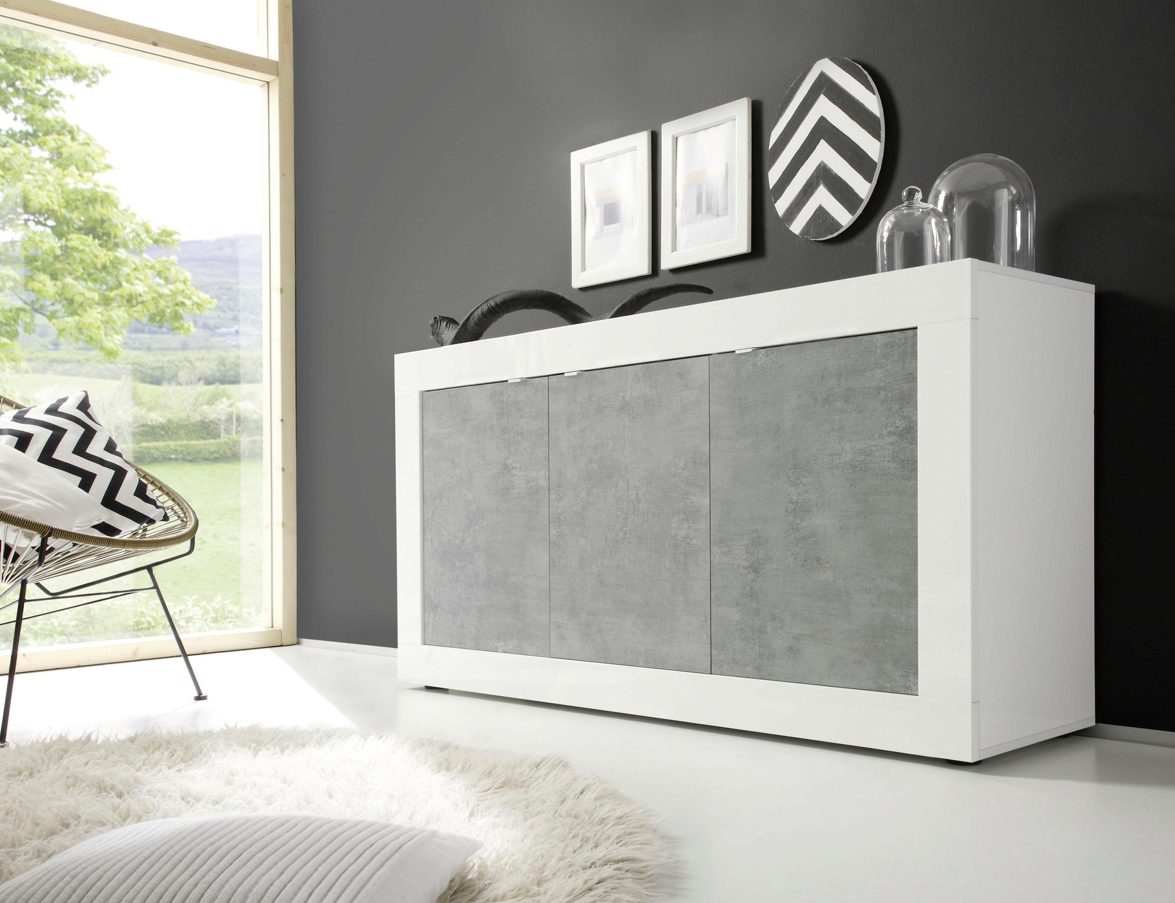 Image of Home affaire Sideboard "Basic Breite 160 cm, Kommode 3 Türen, Anrichte," Metallgriff, moderne Rahmenoptik, viel Stauraum, Farbauswahl