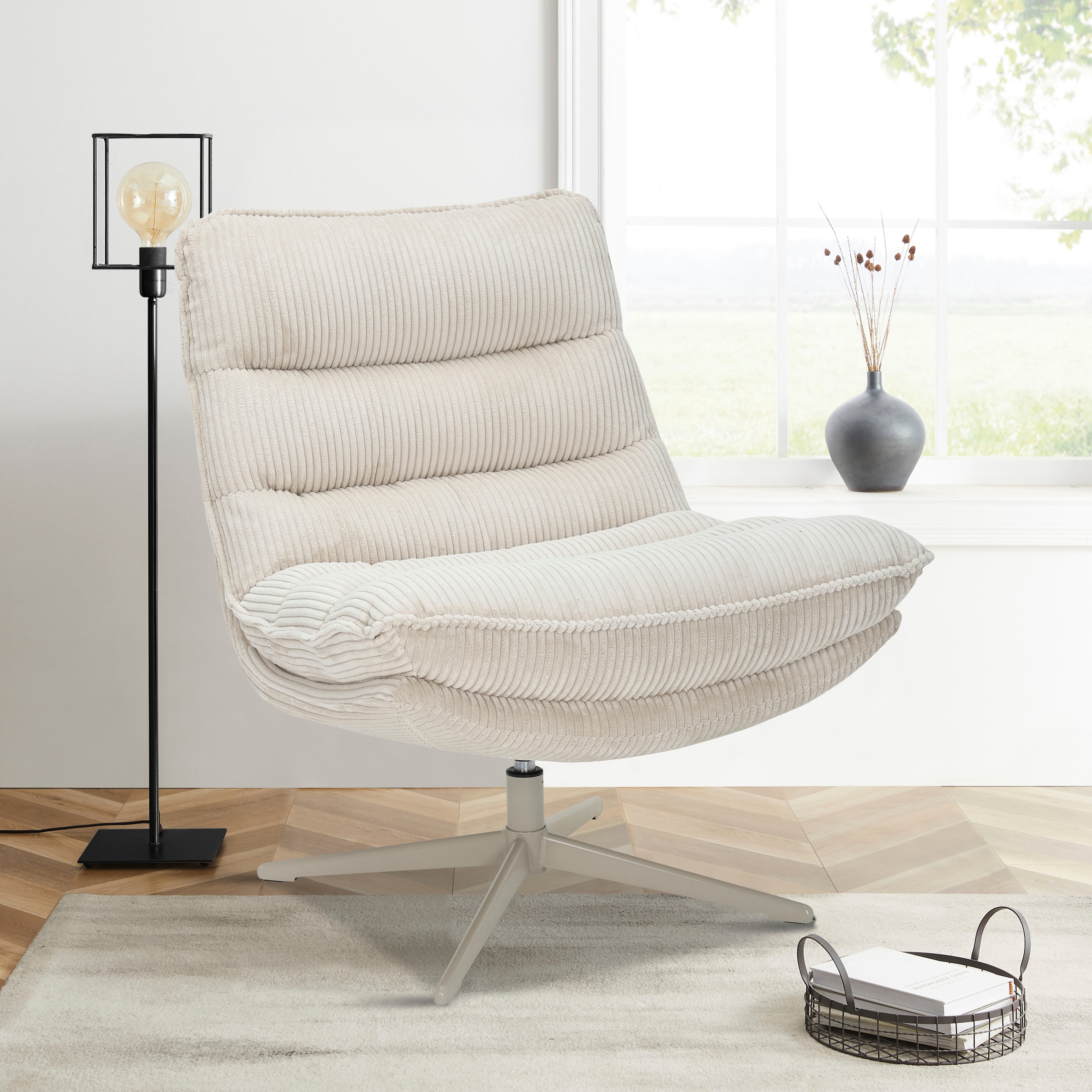 GOODproduct Sessel »AVAA, Loungesessel im softem Cord-Bezug,« 360° Grad drehbar, Relax- und TV-Sessel