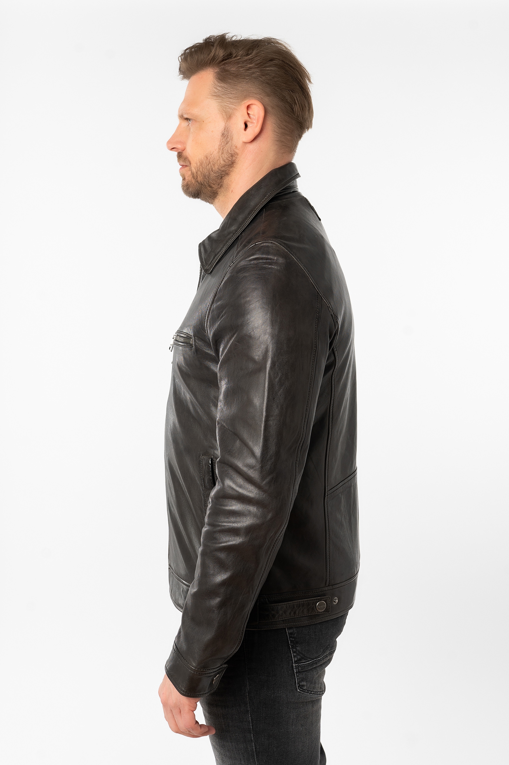 Mauritius Veste en cuir »MMBerink« mit Umlegekragen