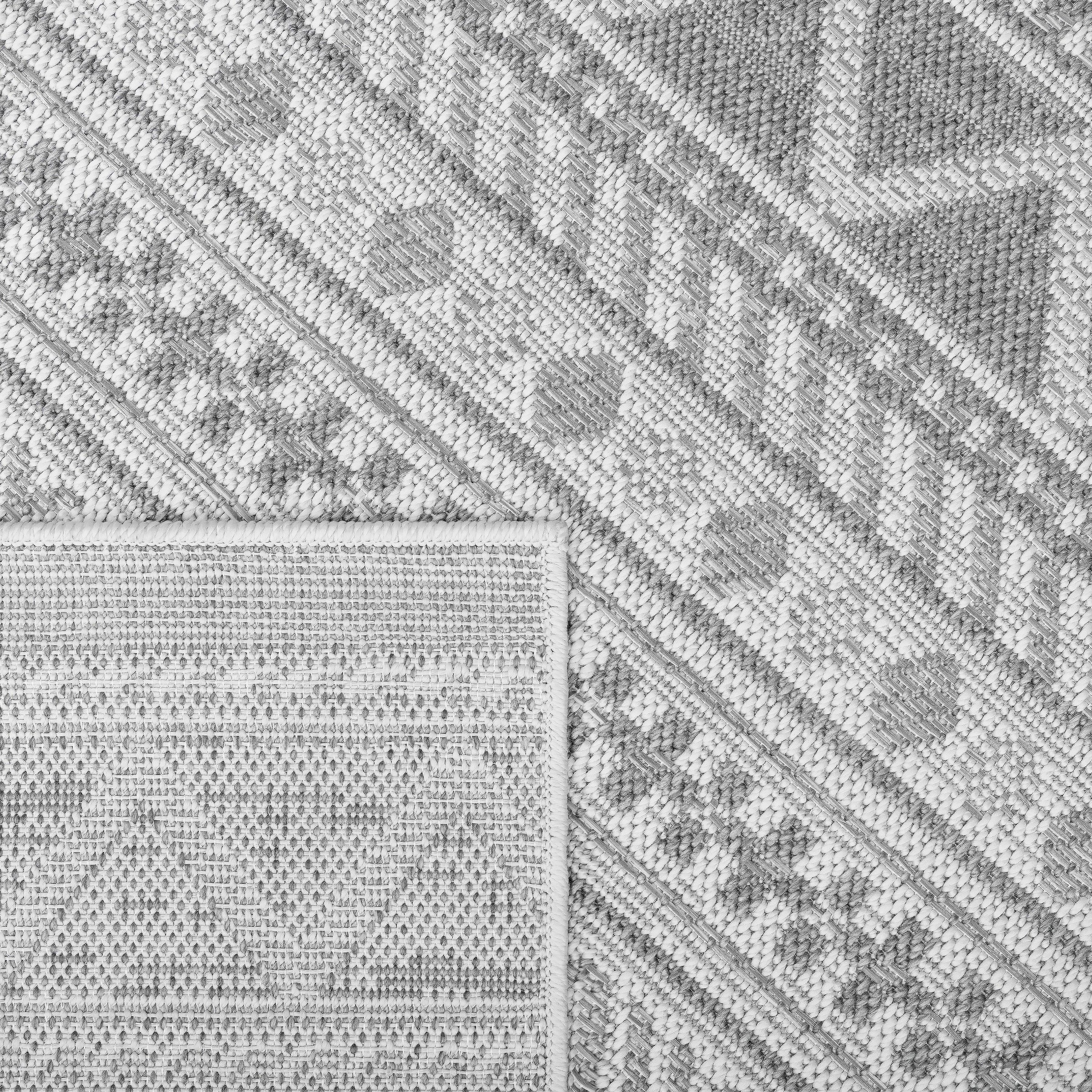 Paco Home Teppich »Vermont 184«, rechteckig, 4 mm Höhe, Flachgewebe, modernes Design mit Rauten, gesteift, Outdoor geeignet