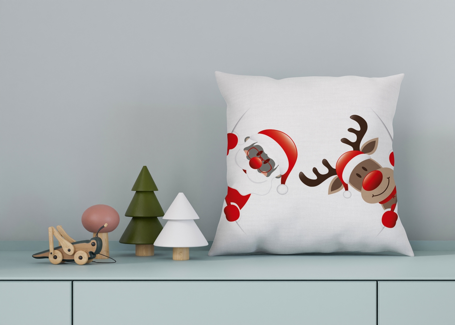 Image of queence Dekokissen "Santa" Kissenhülle,Weihnachtsmann,Rentier,Weihnachten,Festlich,Winterlich