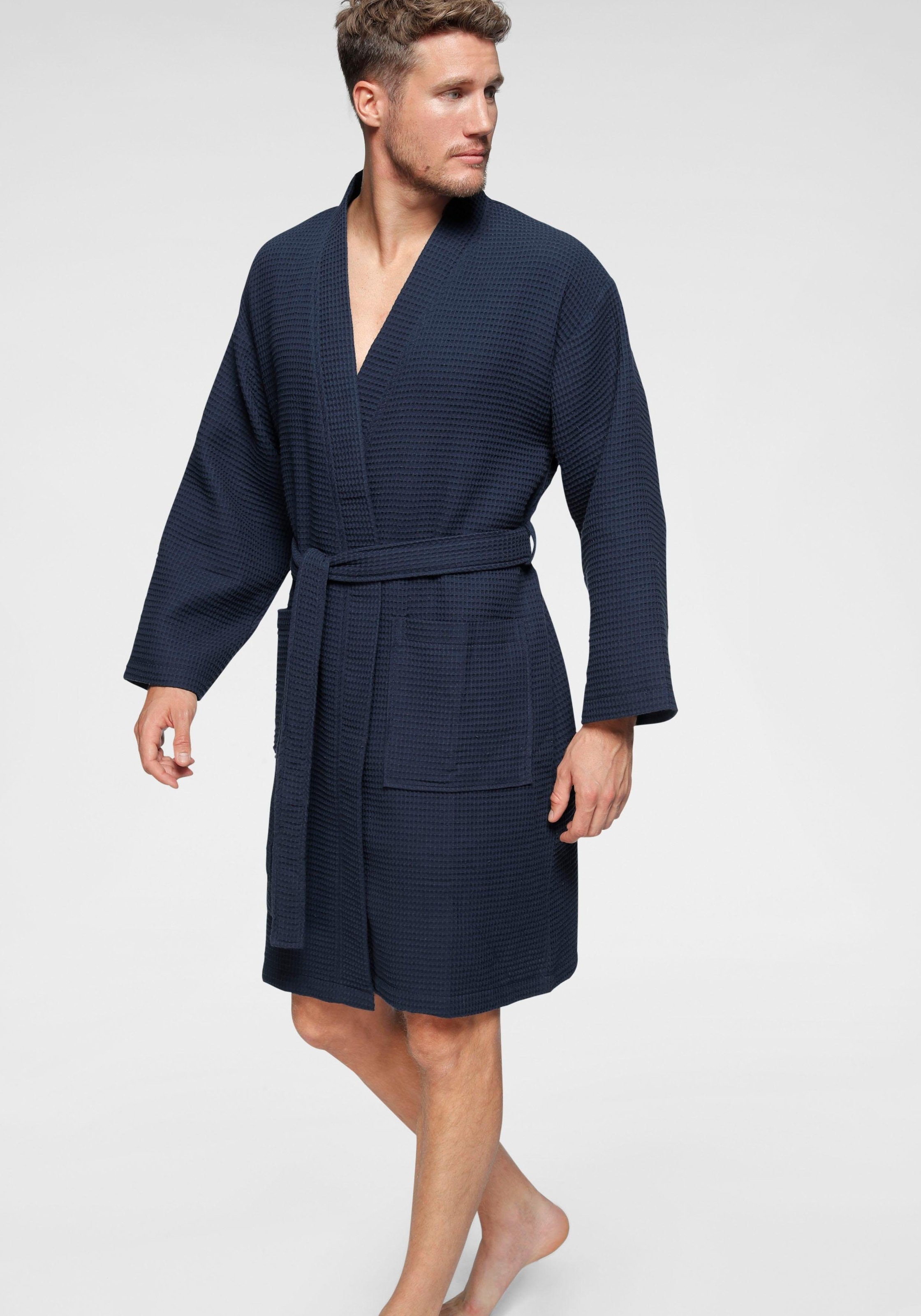 Image of GOODproduct Unisex-Bademantel "Nora, ideal für Sauna & Spa, Hotelbademantel, Morgenmantel" 1 Stk. Damen & Herren, Kimono-Kragen, Waffelpiqué, Baumwolle, Reisebademantel