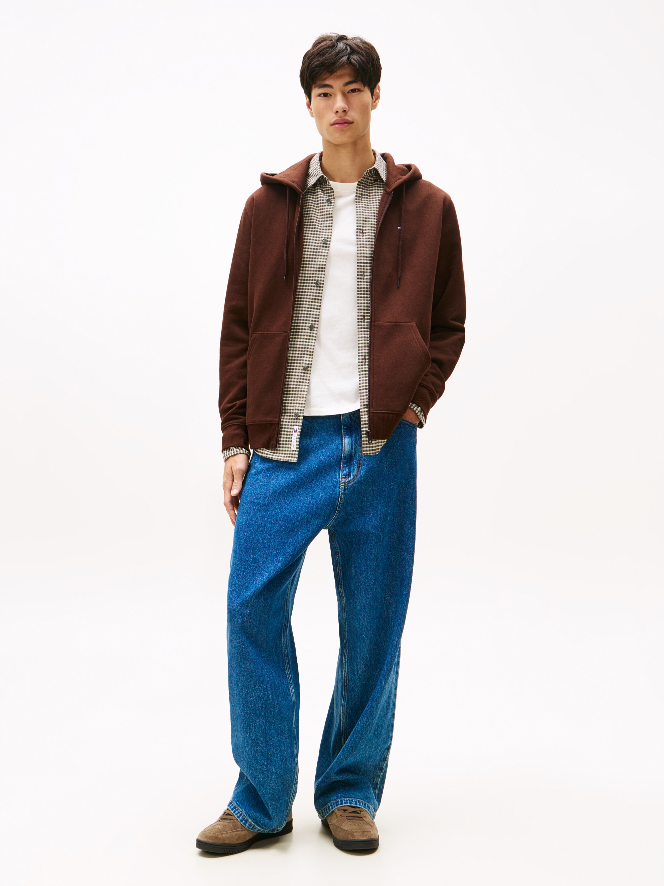 Tommy Jeans Sweatshirt »TJM REG S FLAG ZIP FLEECE THRU«, mit bestickten Markenlogo auf Brusthöhe
