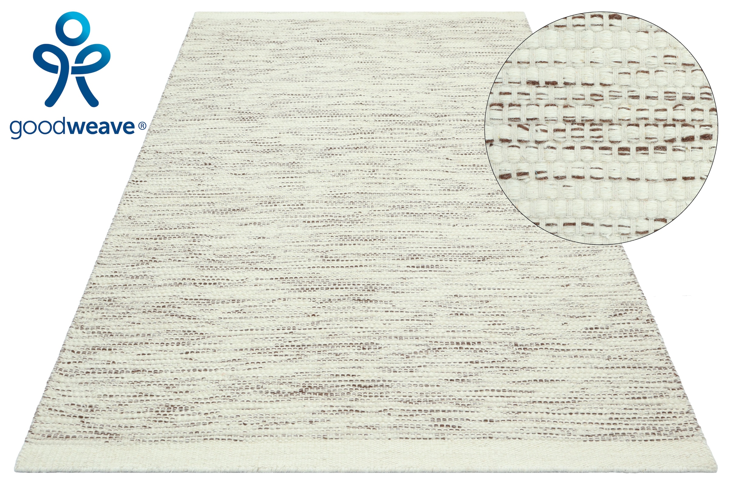GOODproduct Teppich »Lirra, mit hohem Wollanteil, Wolle-Baumwoll-Mix« rechteckig 6 mm Höhe zeitloses Design, Webstruktur, Wohnzimmer, Schlafzimmer, Esszimmer