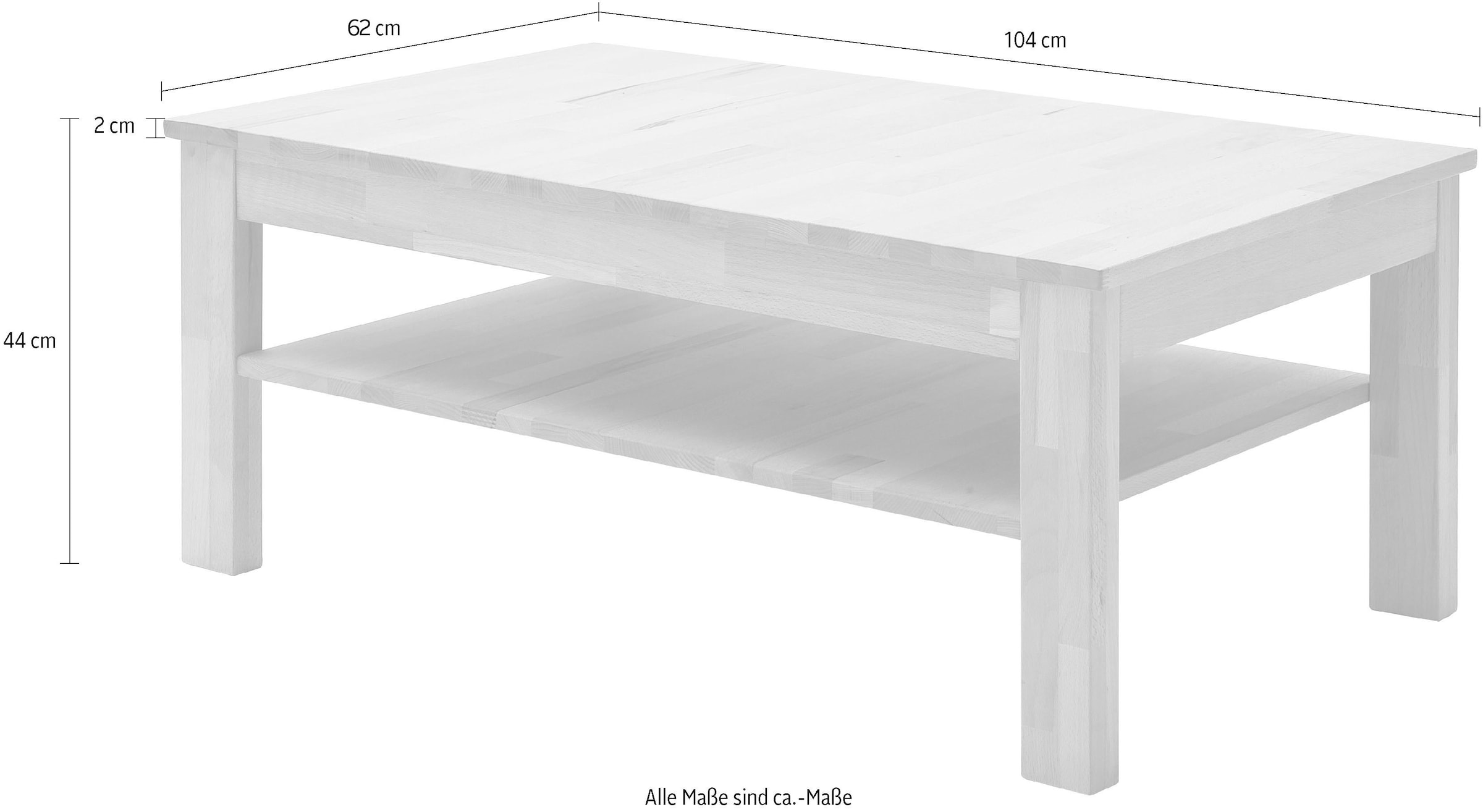 MCA living Table basse »Fenja Wohnzimmertisch, Holztisch, Sofatisch« 1 cuis tlg. Massivholz, Kernbuche, rechteckig, Breite 104 cm, Made in Europe