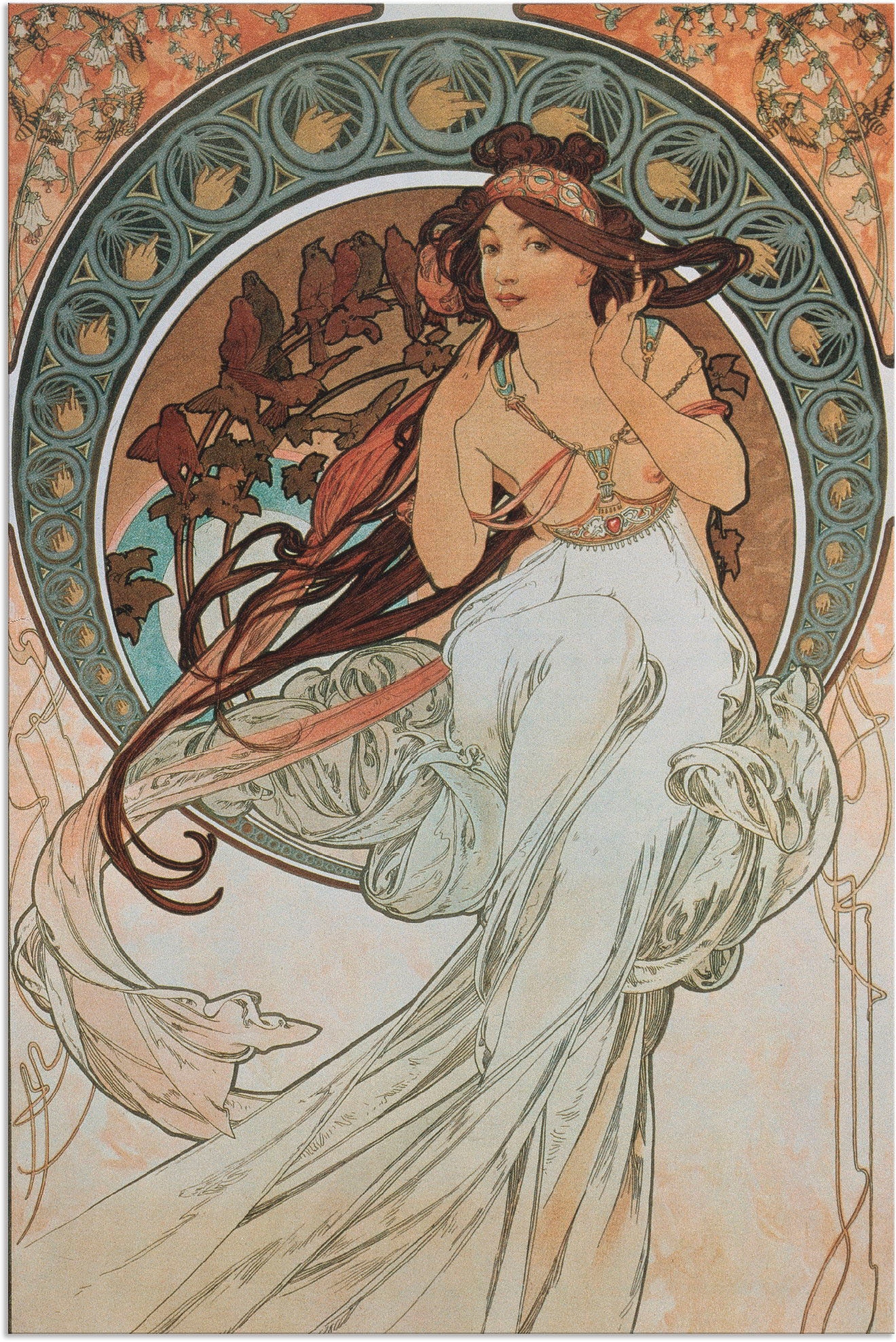 Image of Artland Alu-Dibond-Druck "Vier Künste: Die Musik. 1898" Frau 1 Stk. tlg. für Innen- und Aussenbereich geeignet, Outdoorbild