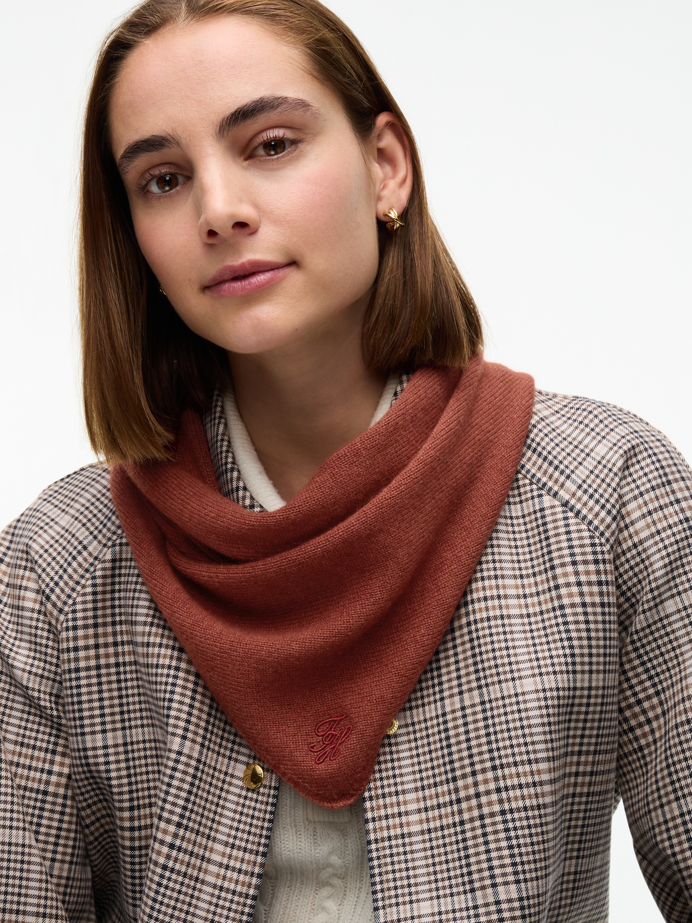 Image of Tommy Hilfiger Wollschal "TH SCRIPT TRIANGLE SCARF" dreieckig, mit Kaschmiranteil, mit Logostickerei