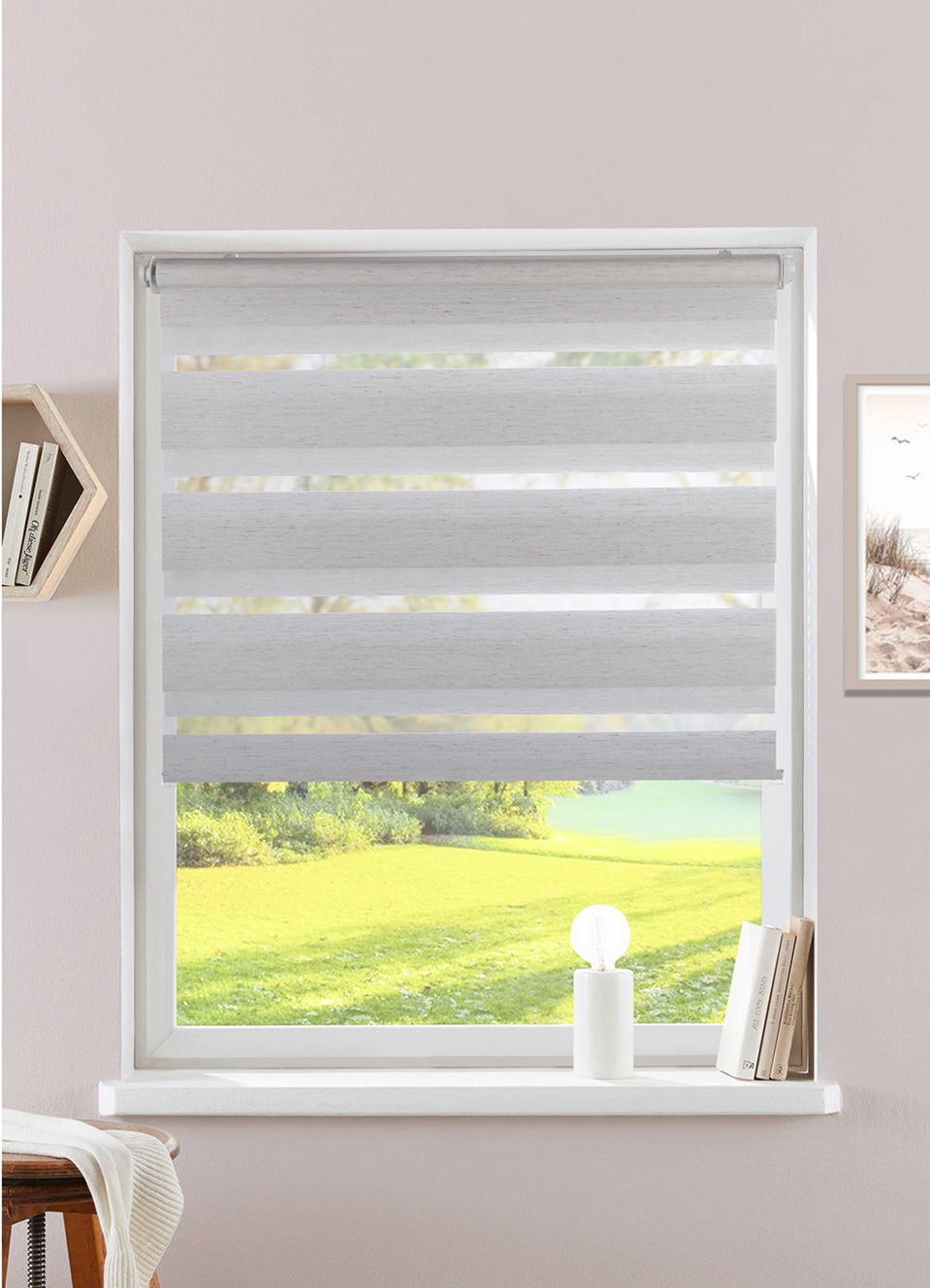 Image of Home affaire Doppelrollo "SORANA" Lichtschutz Blendschutz Sichtschutz ohne Bohren freihängend Rollo in angesagter Optik NEUHEIT