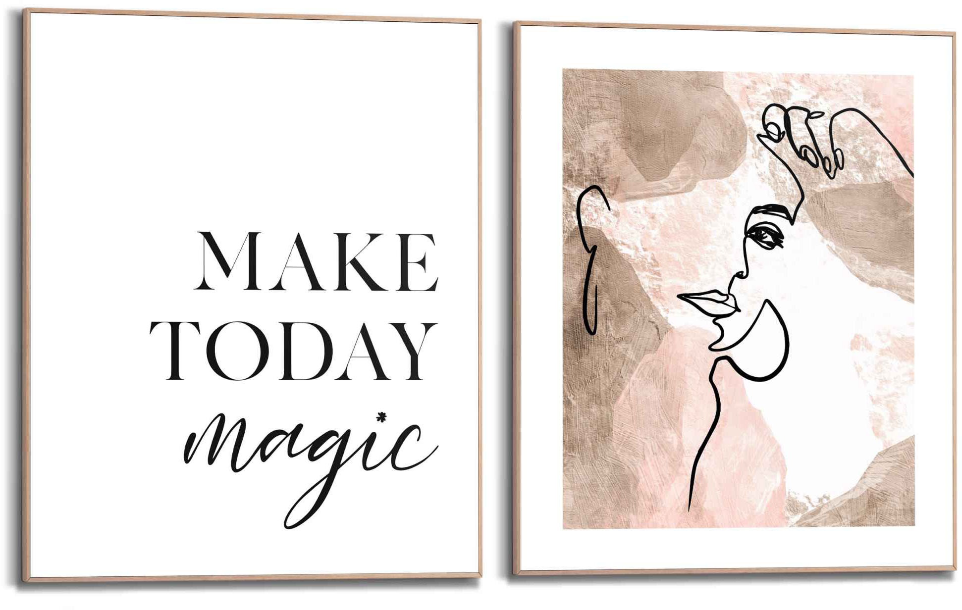 Image of Reinders! Wandbild »Magische Linien Frau - Abstrakt - Zitat - Positivität«, (2 St.) bei Ackermann Versand Schweiz