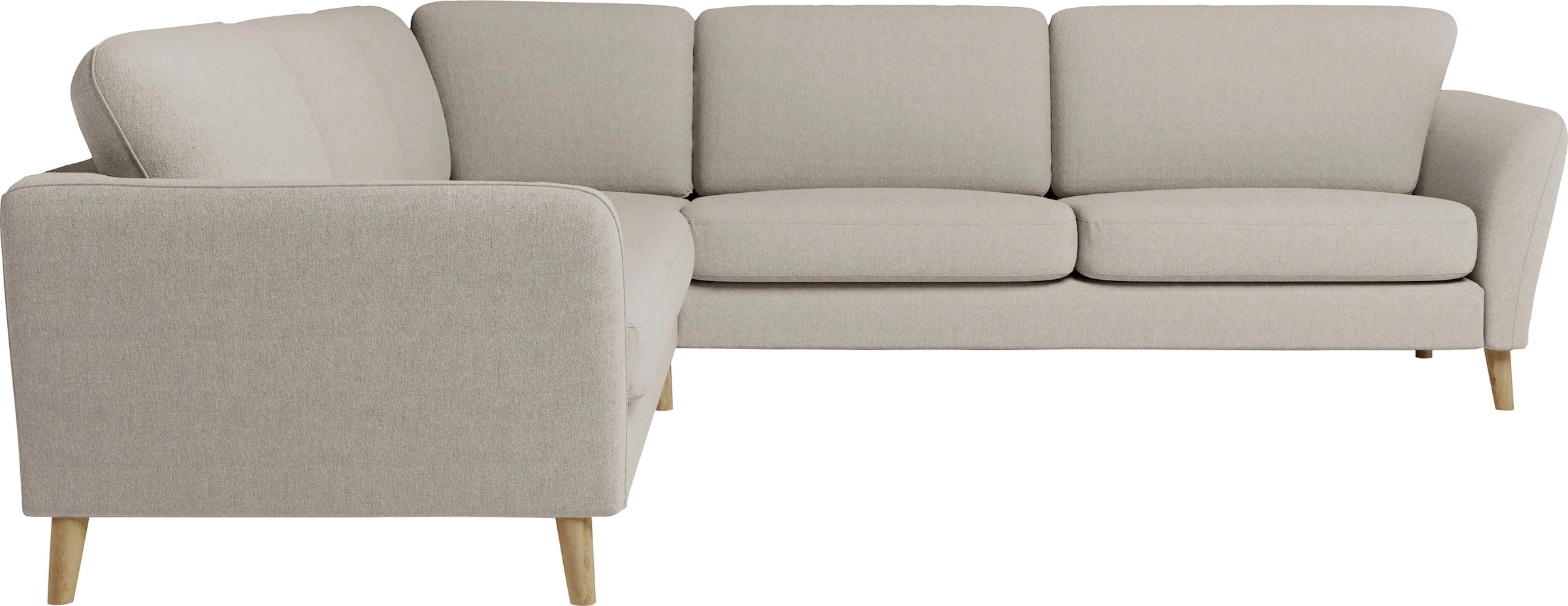 Home affaire Ecksofa »MARSEILLE 278/278 cm, L-Form, Webstoff, Flachgewebe, Filzoptik«, gleichschenklig, Massivholzbeine, Landhausstil, Wellenunterfederung