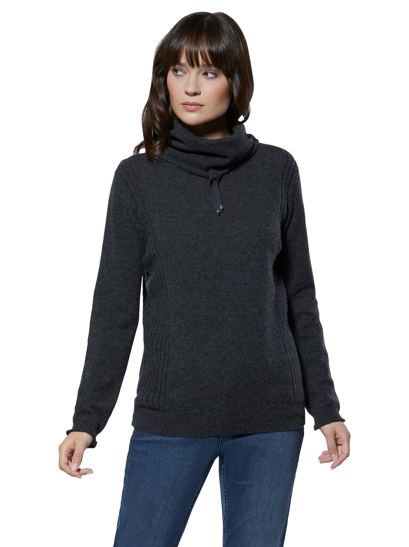 Creation L Kaschmir-Pullover mit halsfernem Rollkragen